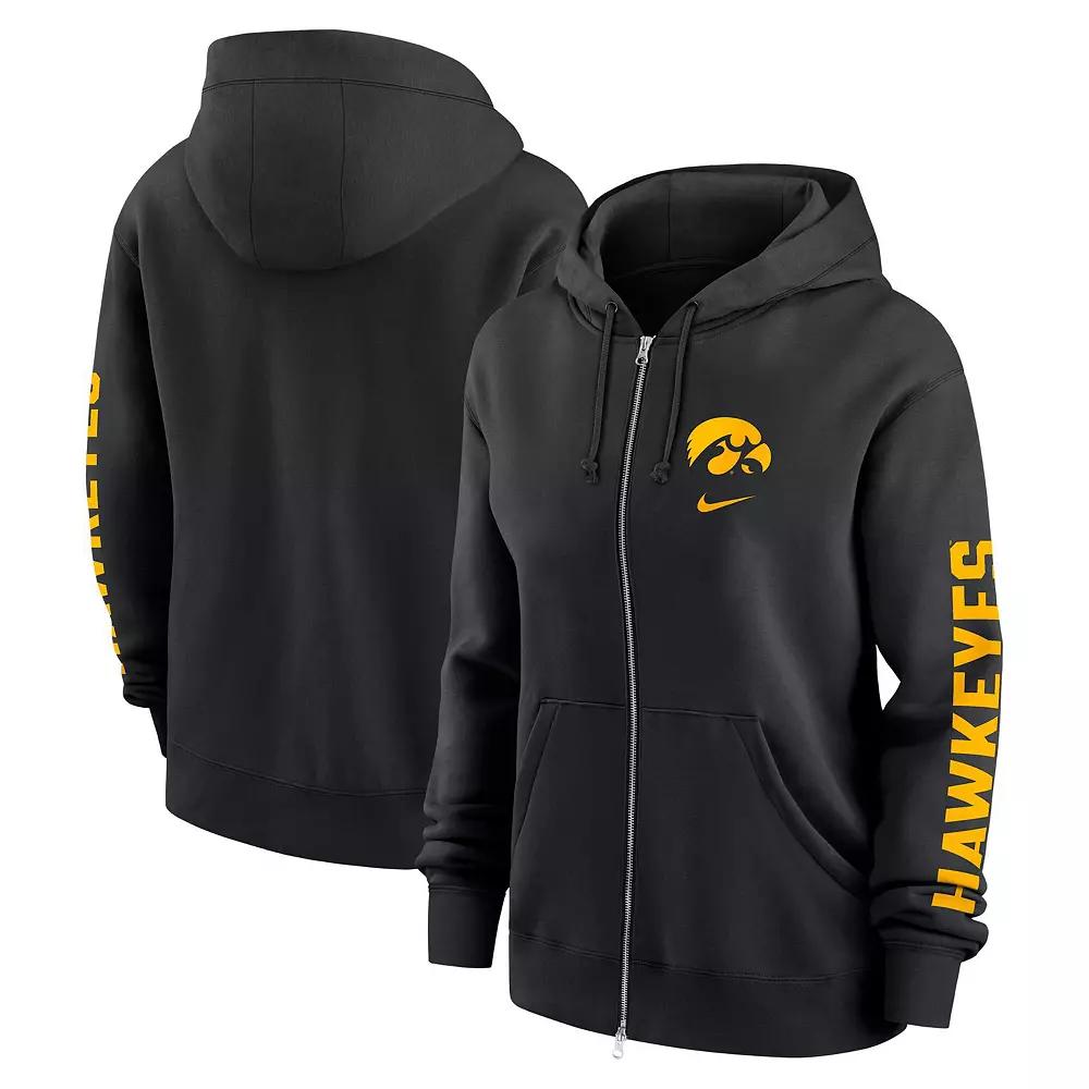 Women's Nike  Black Iowa Hawkeyes Oversize Lockup Phoenix Full-Zip Hoodie Jacket, Size: XL Product Image