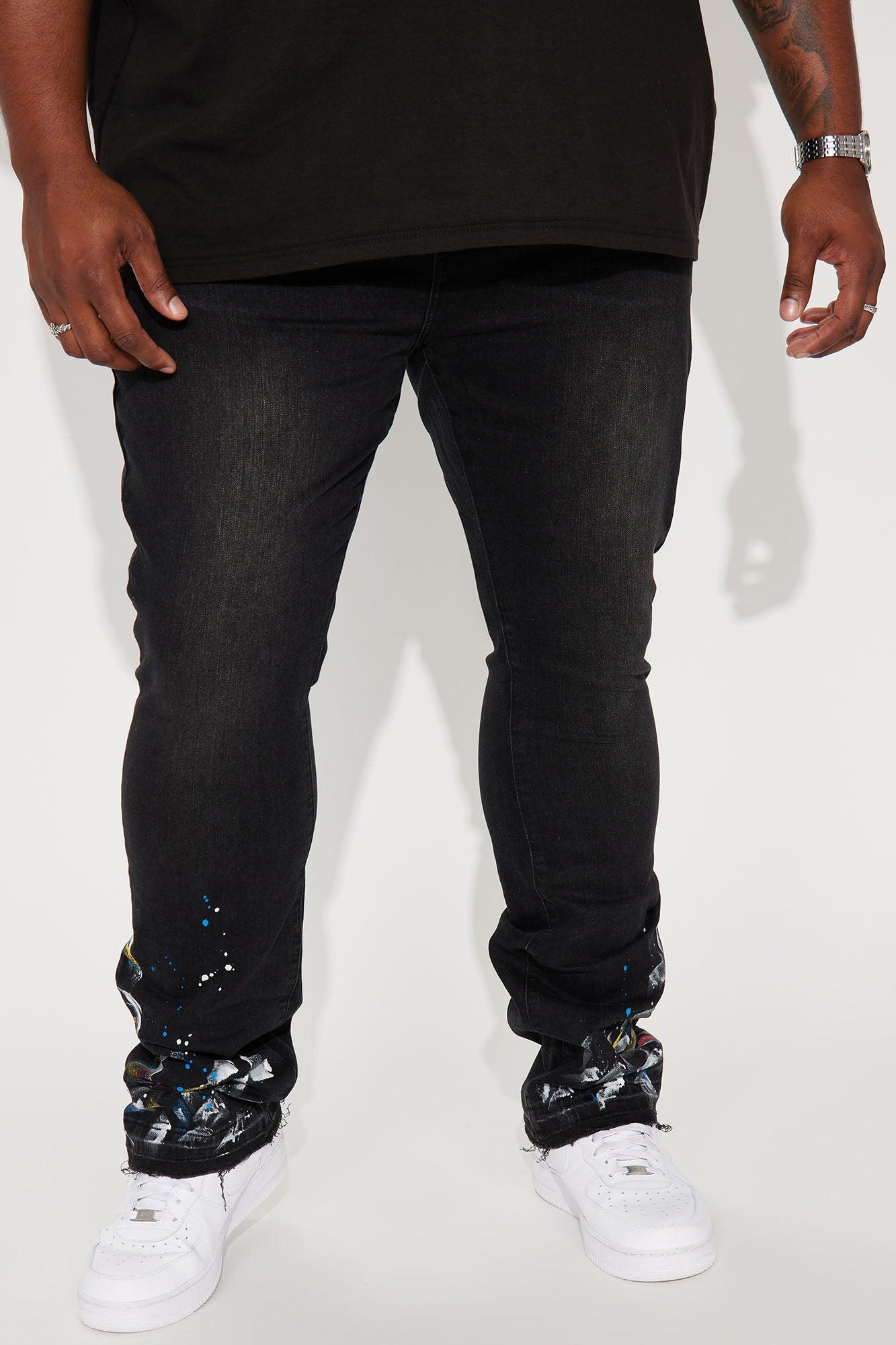 Paint The Town Stacked Skinny Flare Jeans - Black Product Image