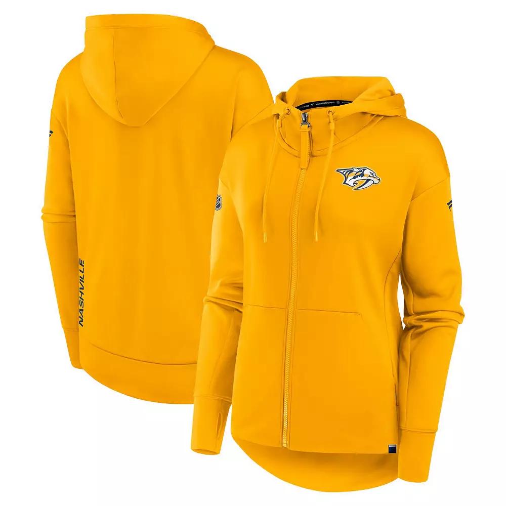Women's Fanatics Branded  Gold Nashville Predators Authentic Pro Scuba Full-Zip Hoodie, Size: XL, Pdt Gold Product Image