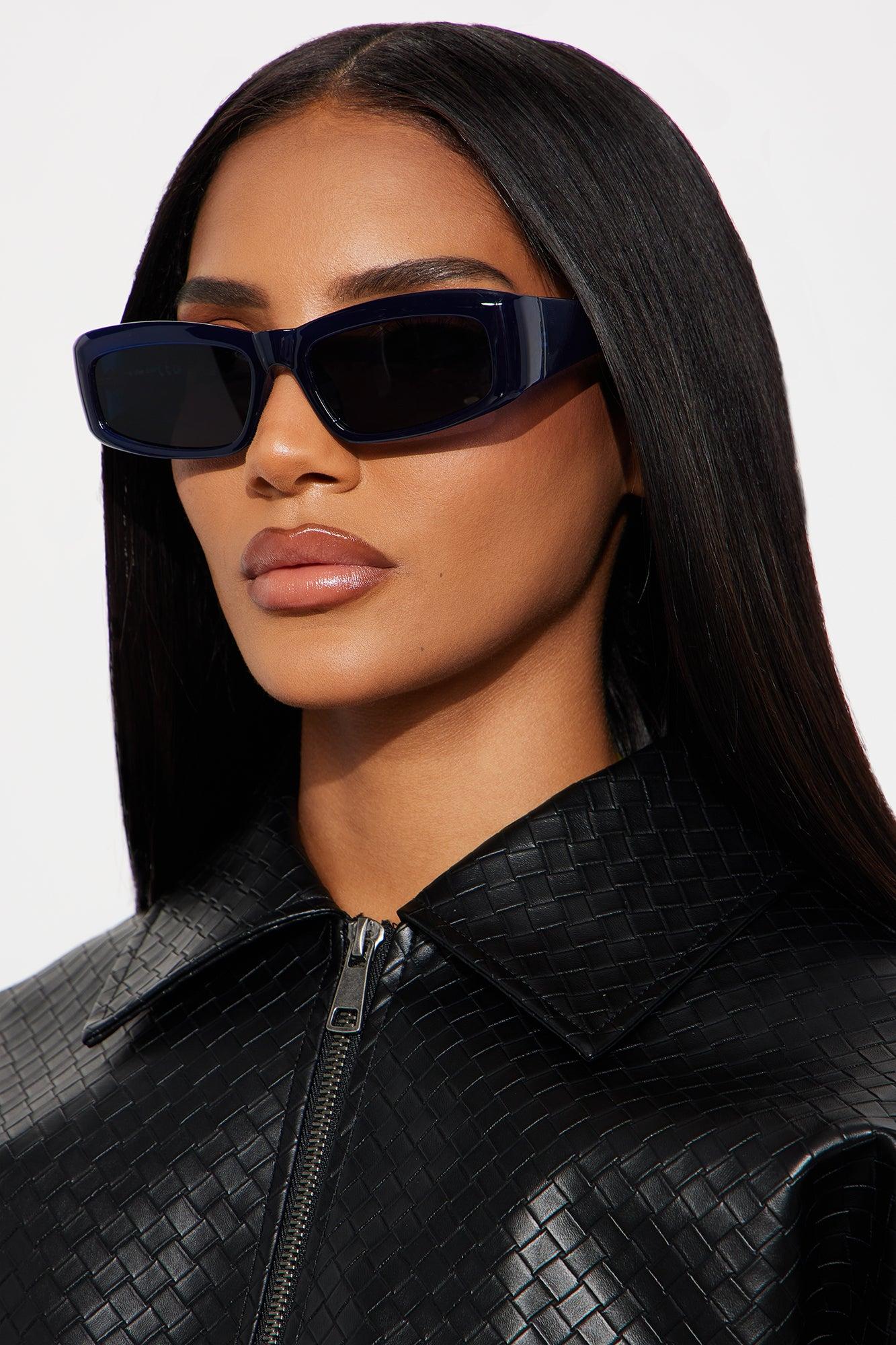 Top Down Square Sunglasses - Blue Female Product Image