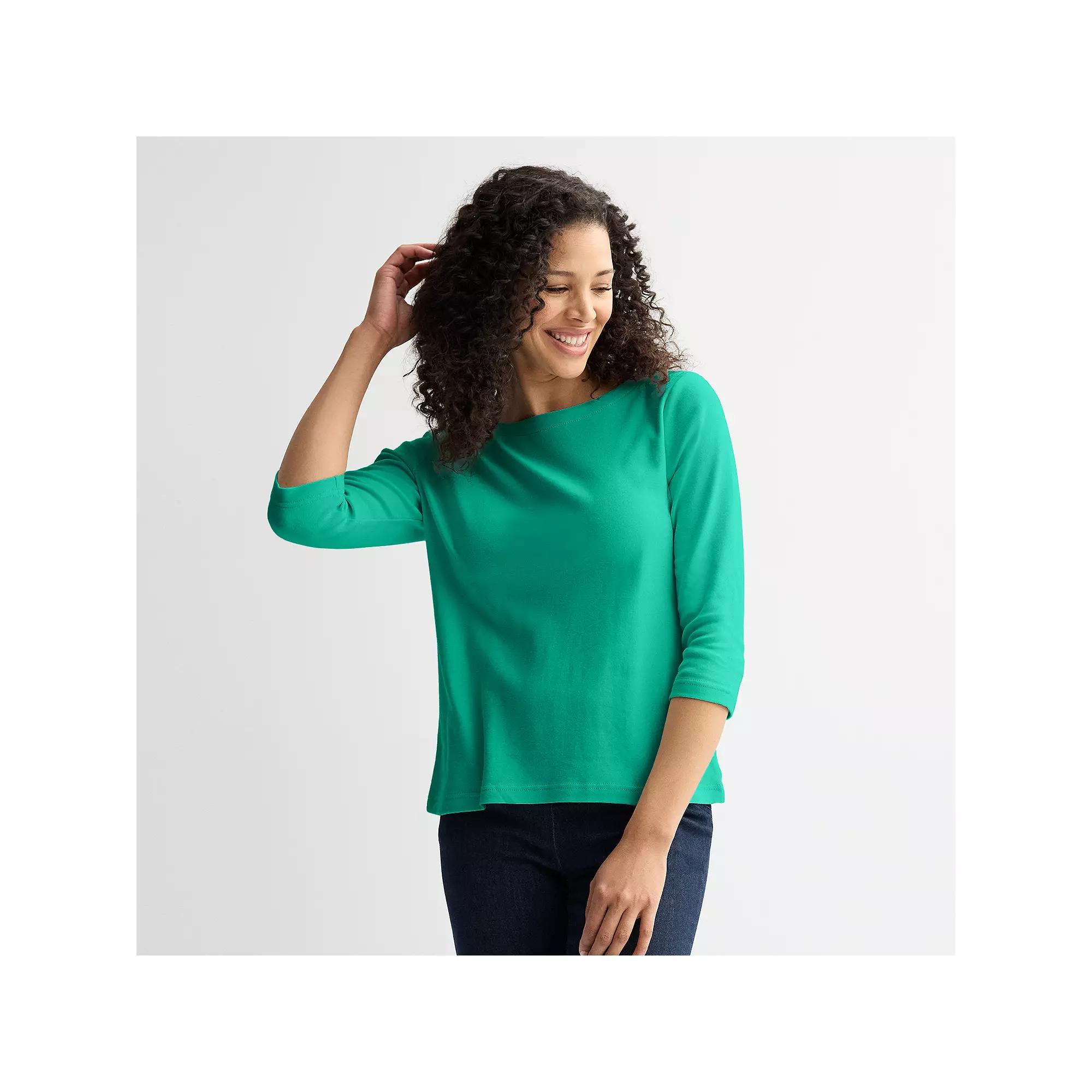 Women's Croft & Barrow® Boatneck Top, Size: XL, Greenway Product Image