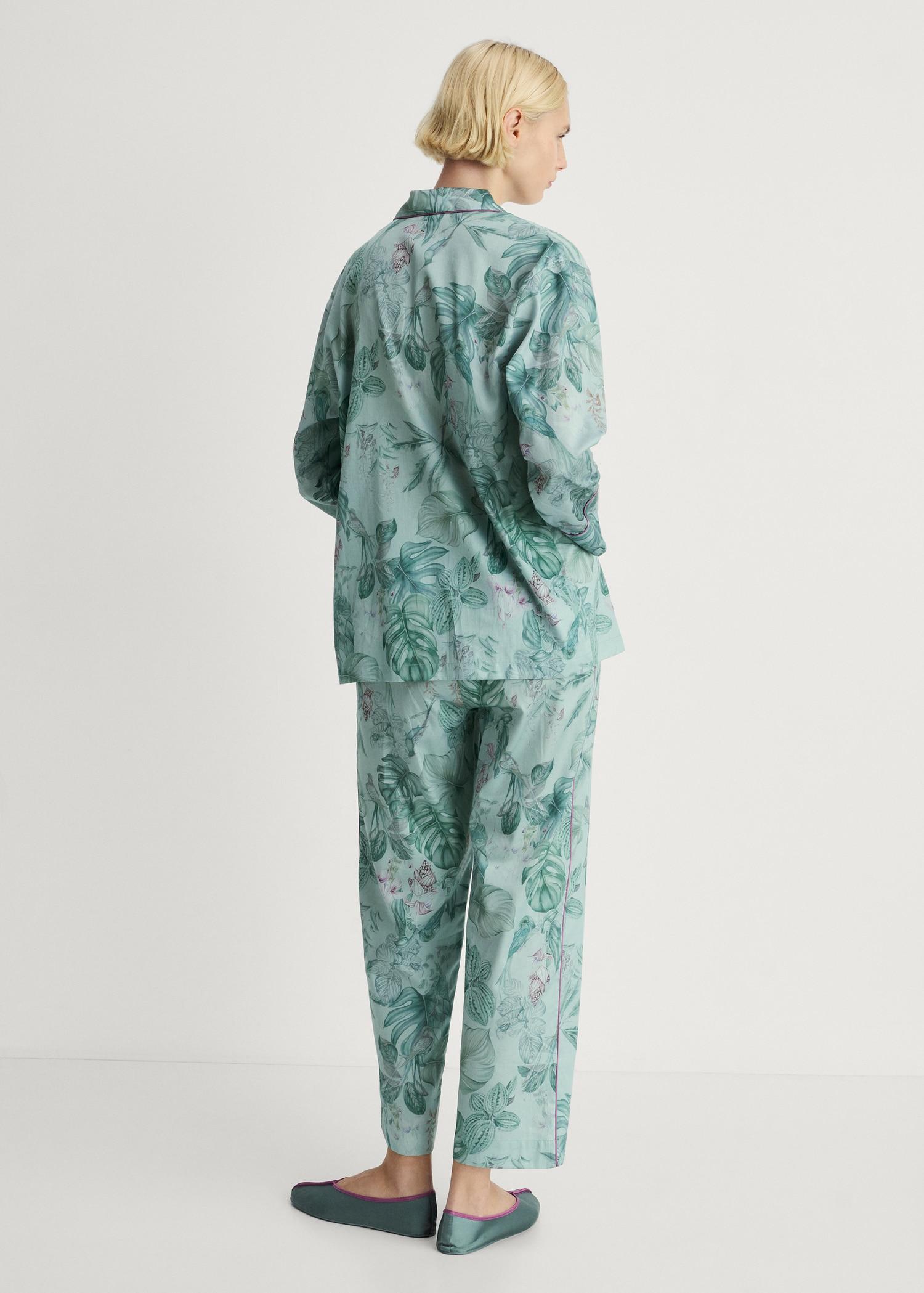 Tropical-print pajama shirt - Women | MANGO USA Product Image