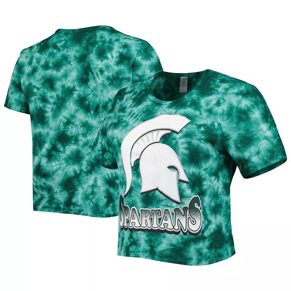Women's ZooZatz Green Michigan State Spartans Cloud-Dye Cropped T-Shirt,  Product Image