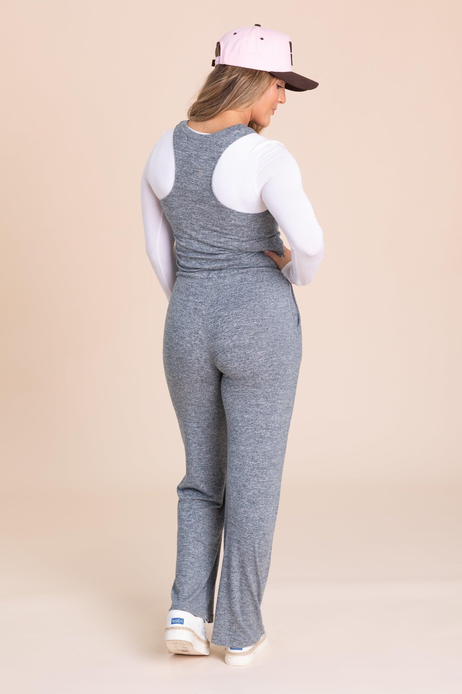 Grey Brushed Lounge Racerback Jumpsuit Product Image