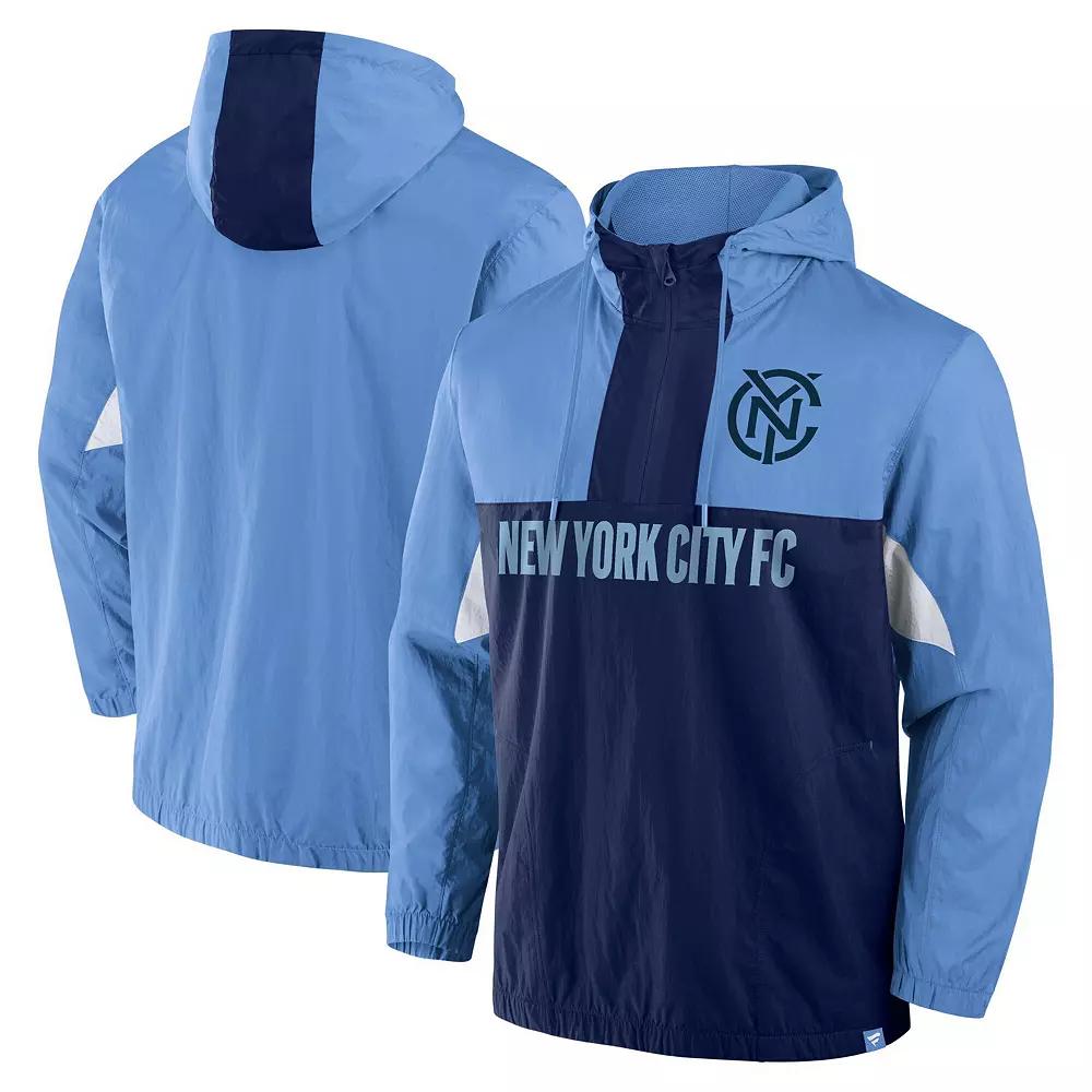 Men's Fanatics Sky Blue New York City FC Free Kick Woven Quarter-Zip Hoodie Jacket,  Product Image
