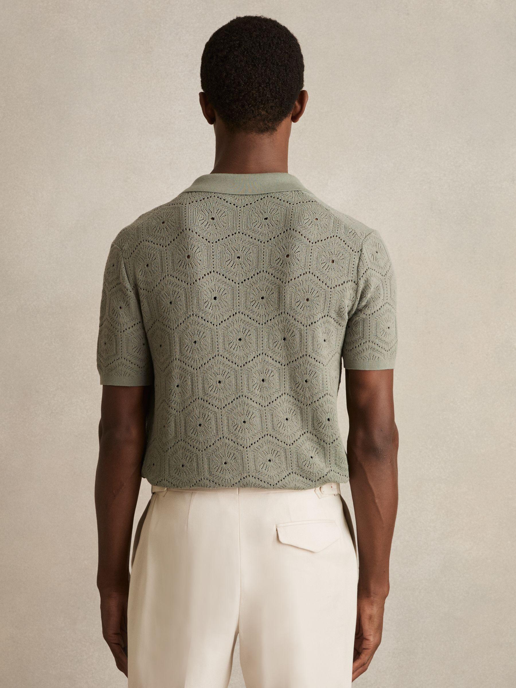 Pointelle Button-Through Shirt in Sage Green Product Image