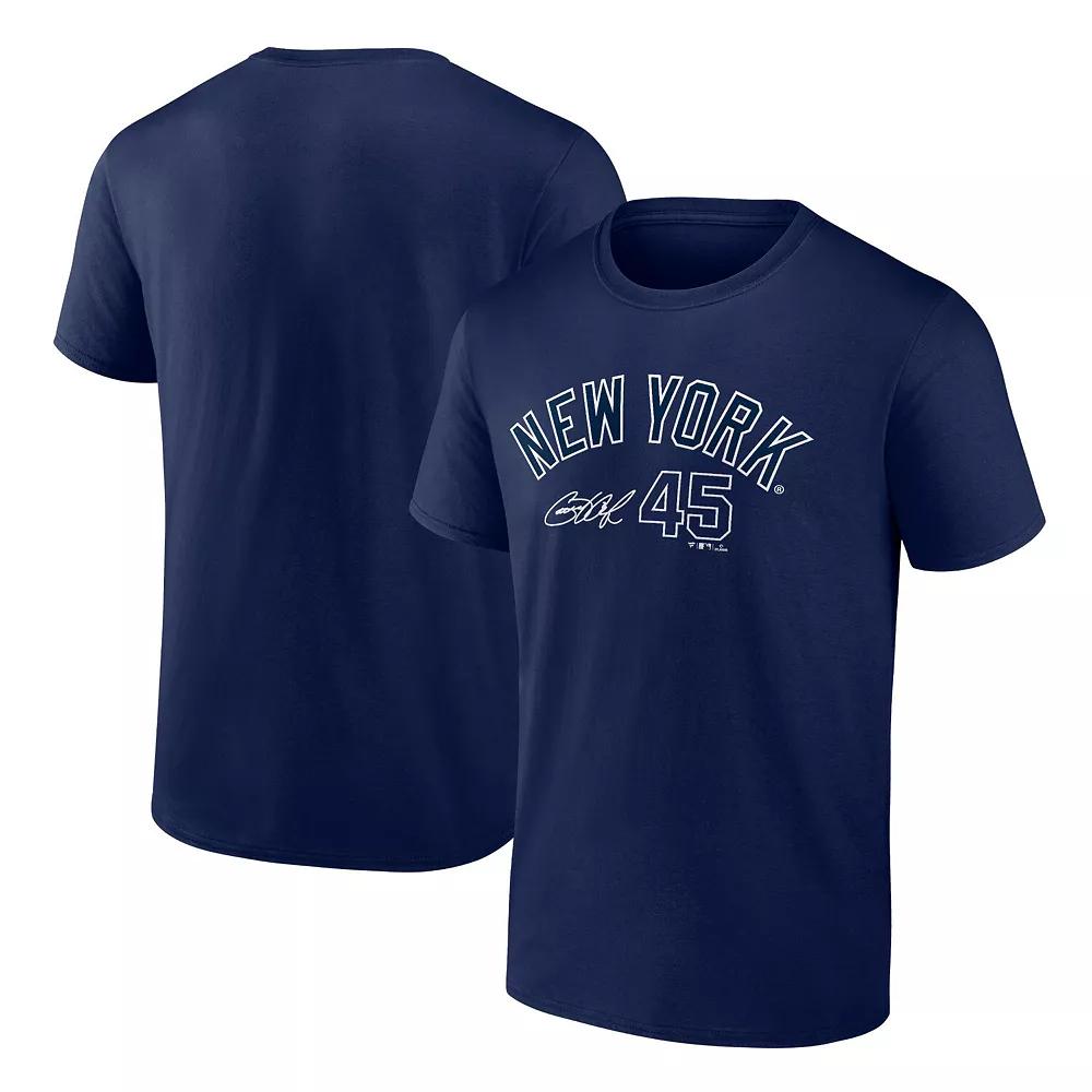Men's Fanatics Branded Gerrit Cole Navy New York Yankees Player Name & Number T-Shirt, Size: Small, Blue Product Image