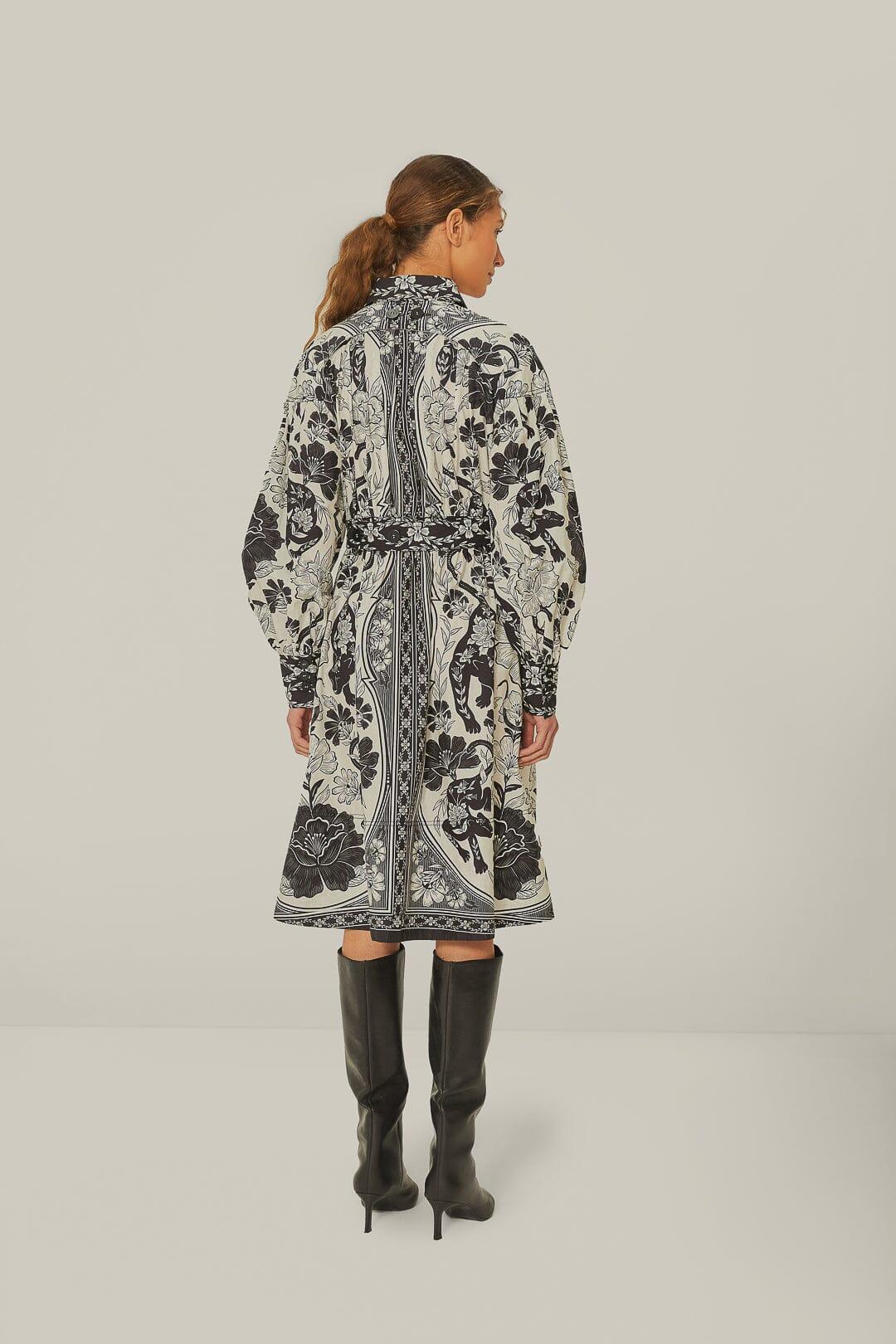 Off-White Flower Leopards Collared Midi Dress Product Image