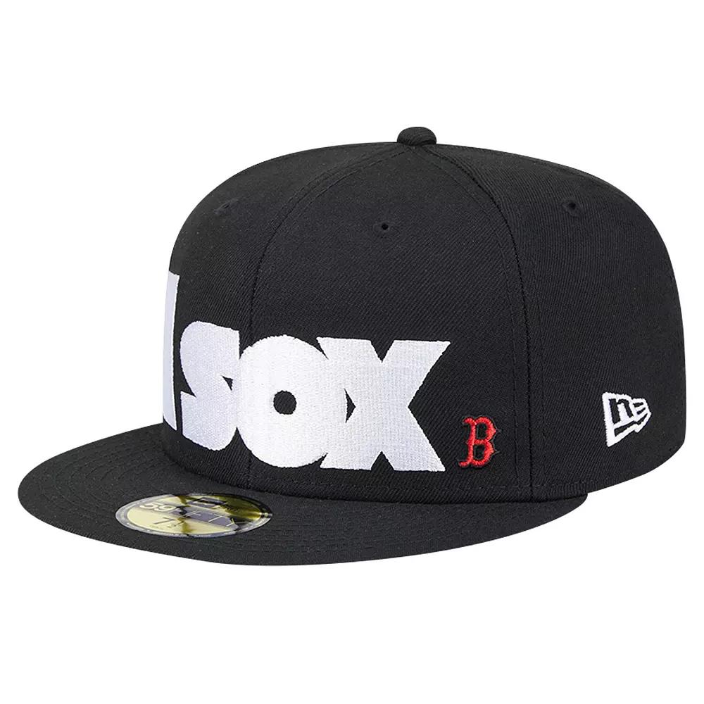 Men's New Era Black Boston Red Sox Checkered Undervisor 59FIFTY Fitted Hat,  Product Image