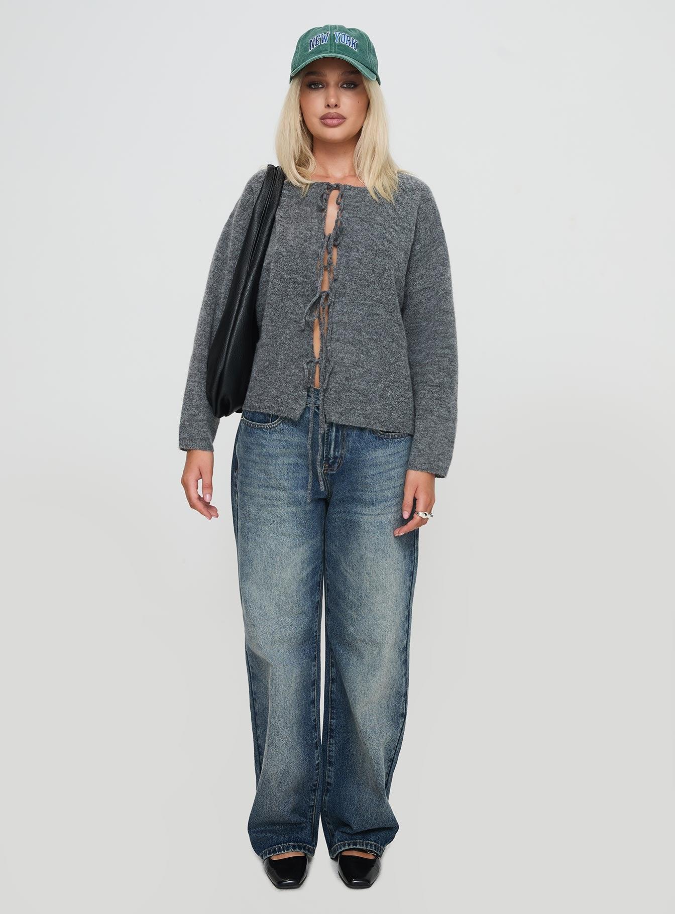 Frosty Knit Cardigan Grey Product Image