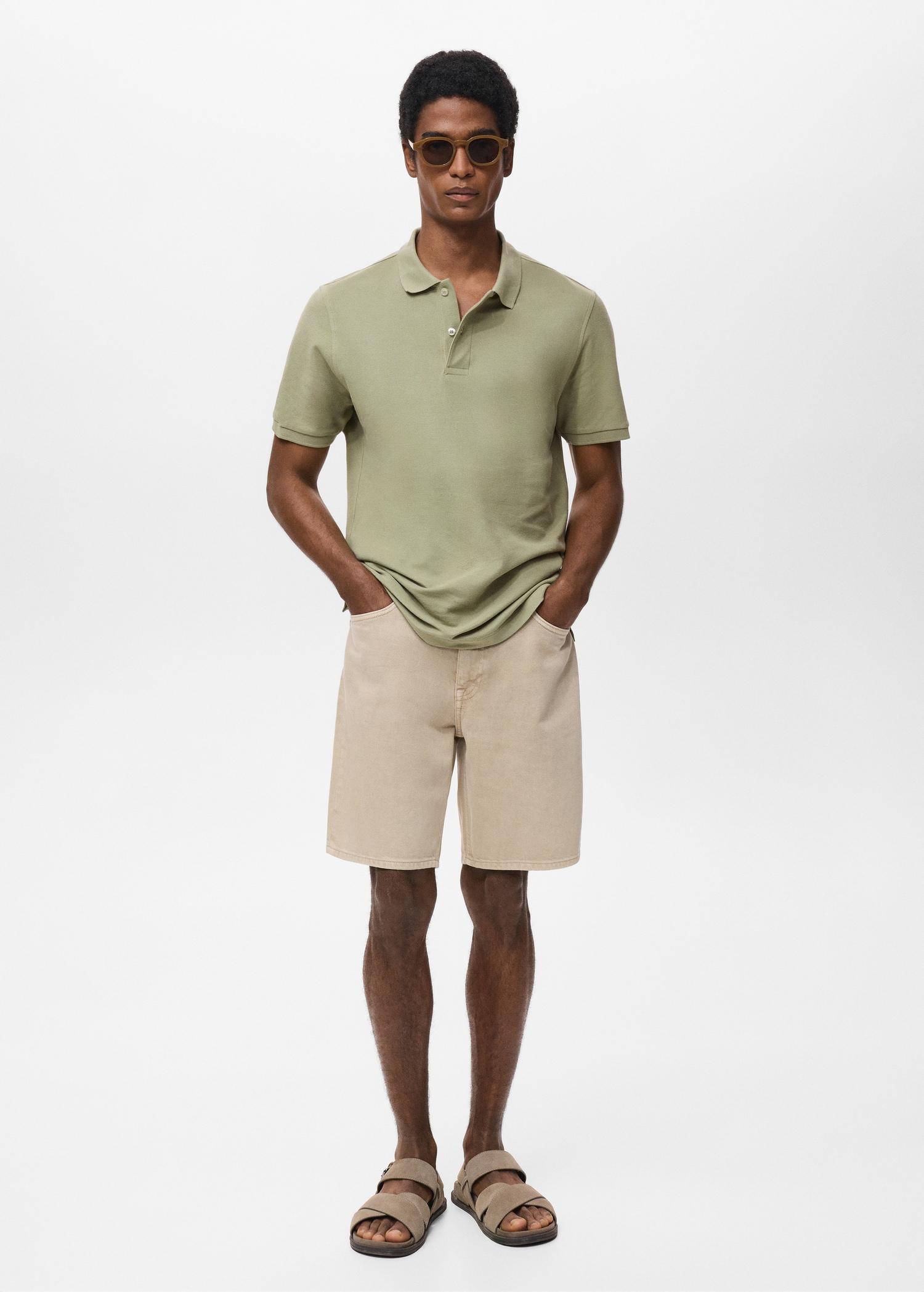Regular-fit cotton piqué polo shirt - Men | MANGO USA Product Image