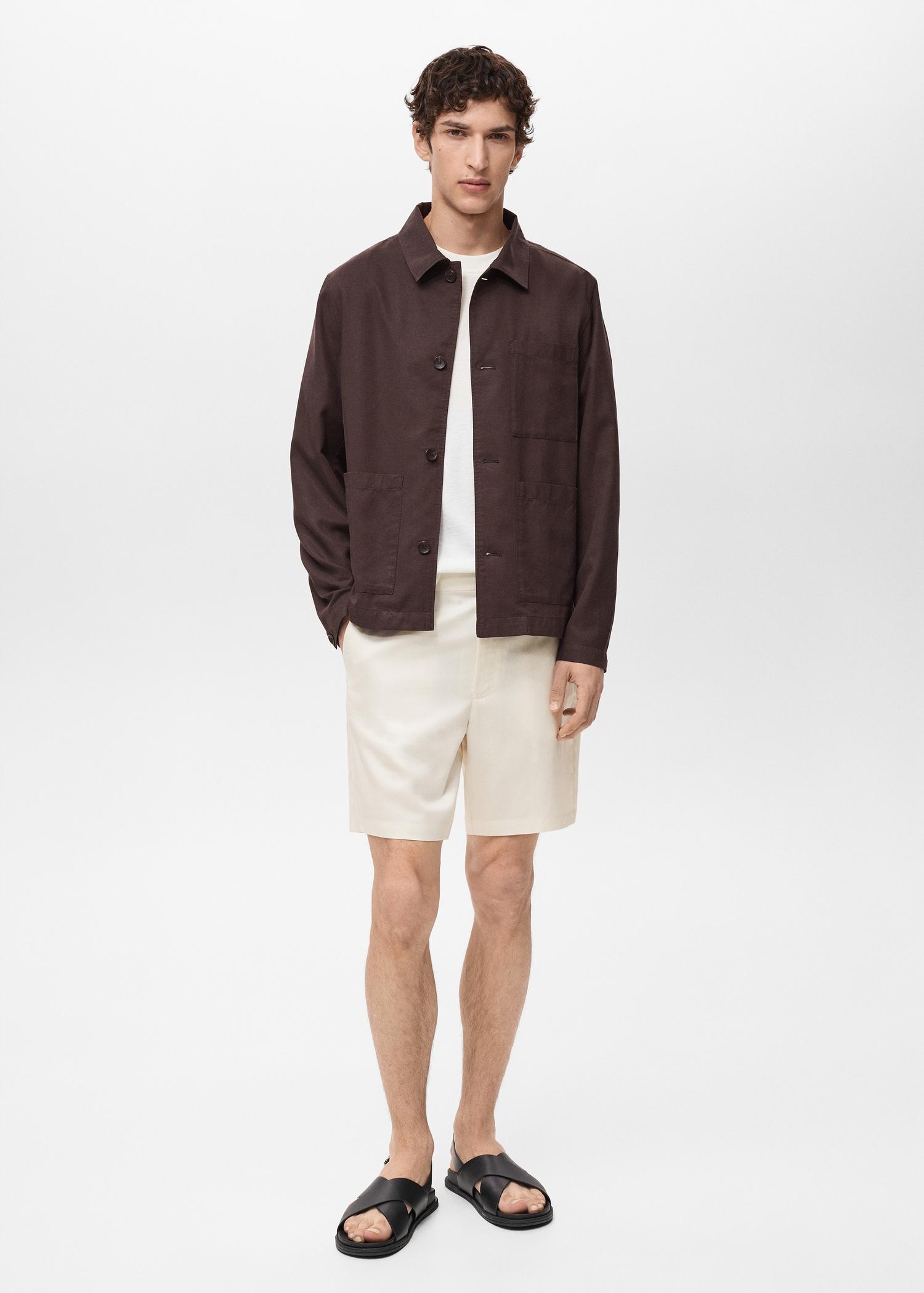 Pocket lyocell overshirt - Men | MANGO USA Product Image