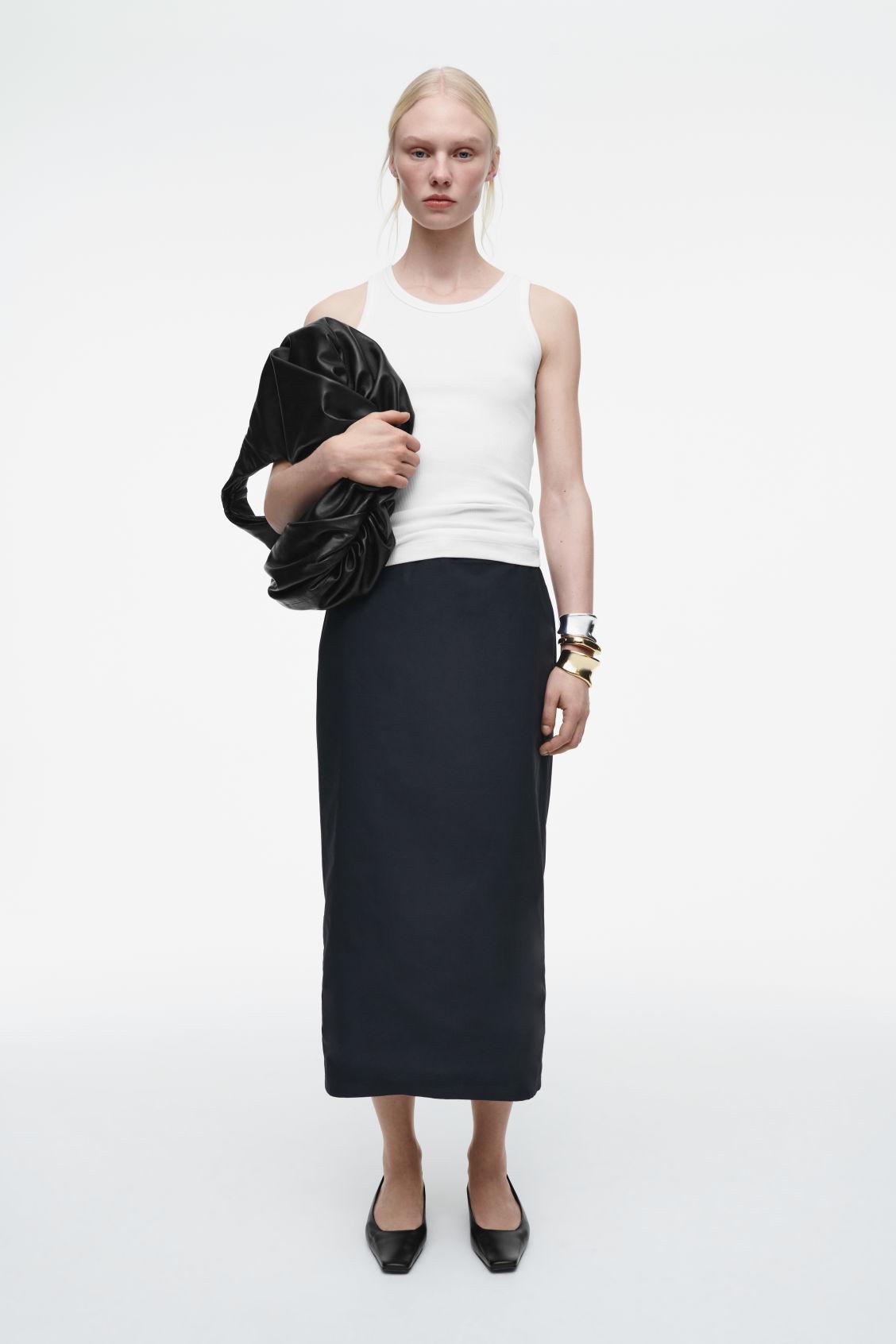 COTTON DRAWSTRING MIDI SKIRT Product Image
