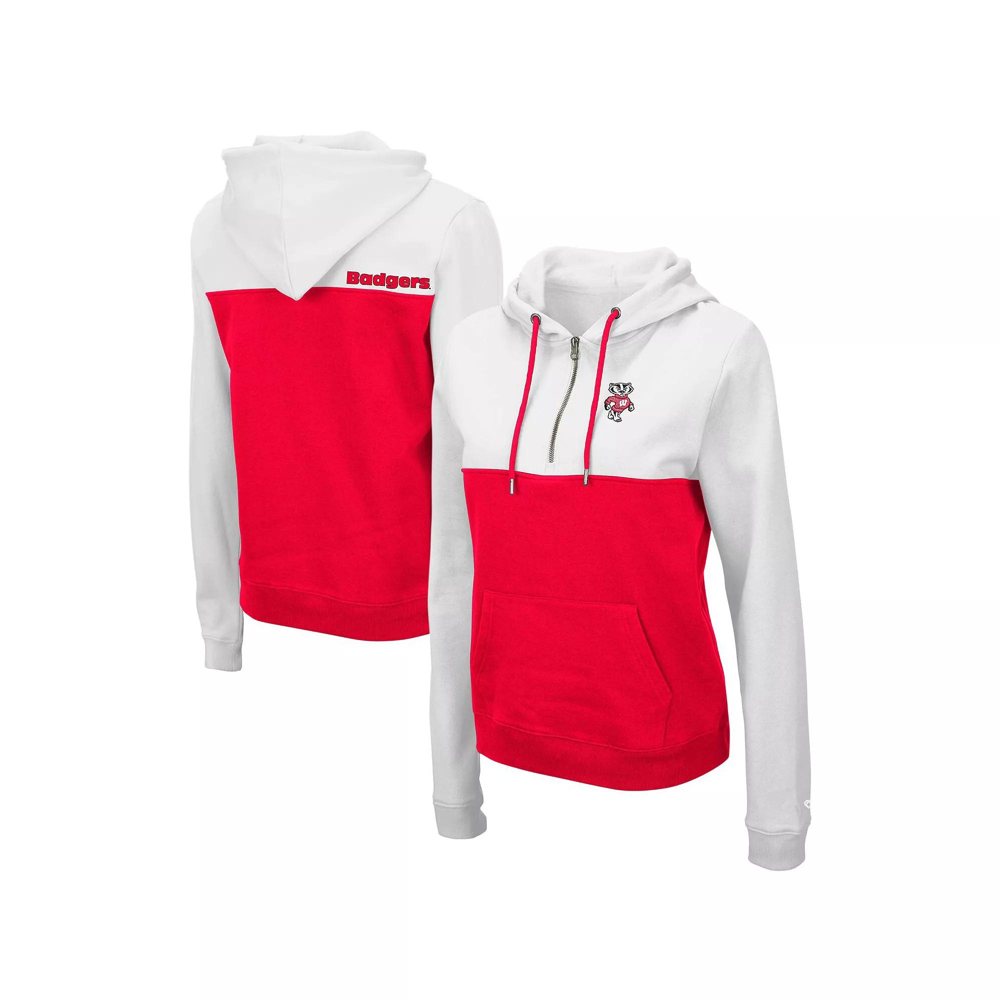 Women's Colosseum White/Crimson Oklahoma Sooners Aidan Lightweight Half-Zip Hoodie, Size: 2XL Product Image
