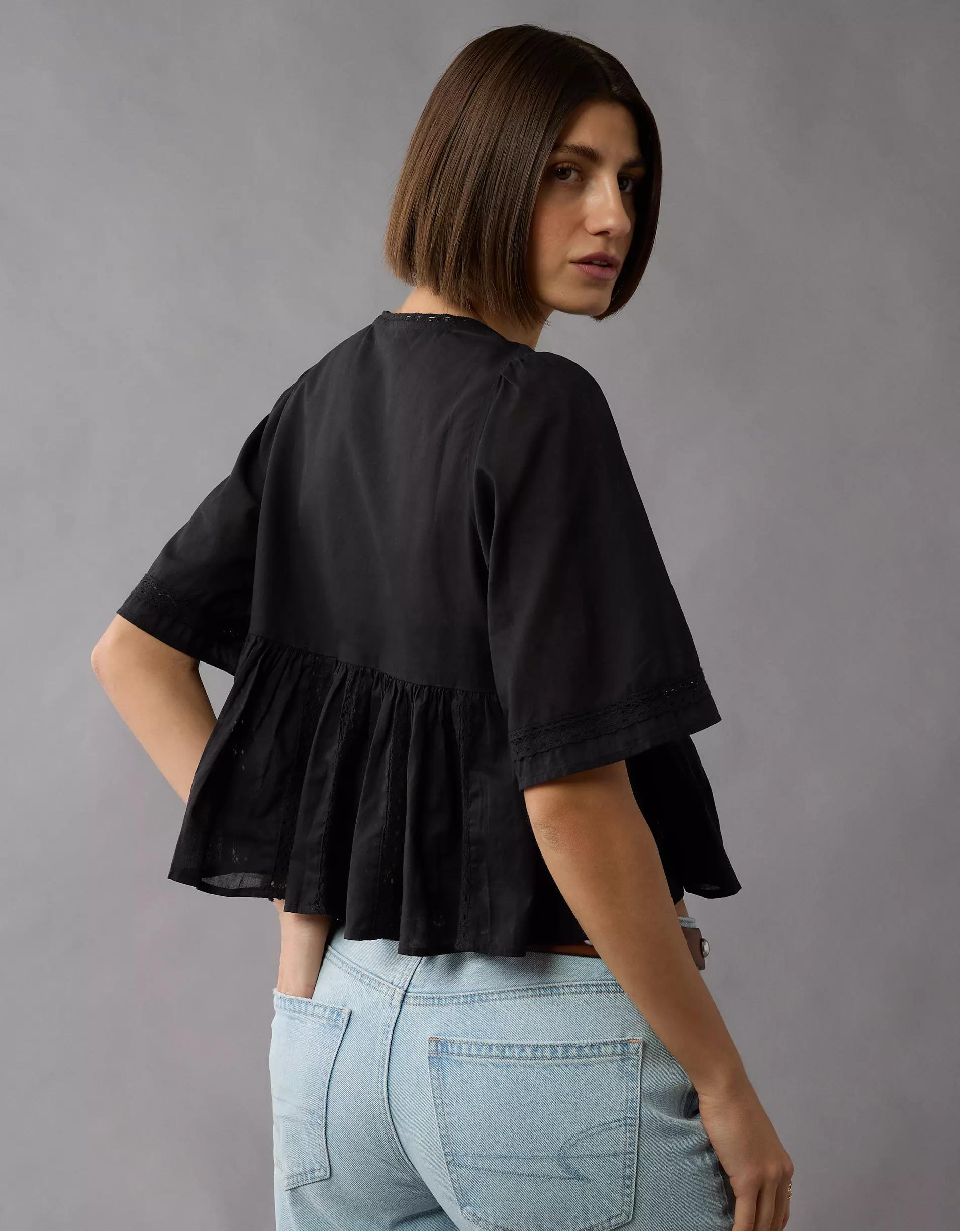 AE Tie Front Bell Flyaway Shirt Product Image