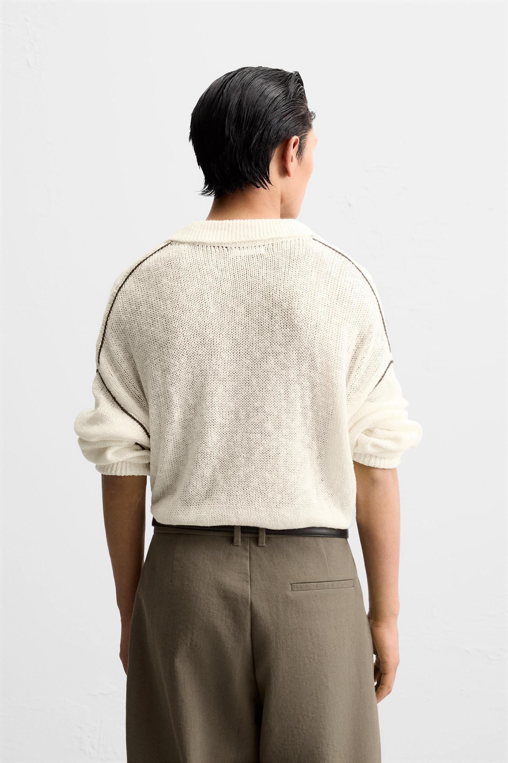 COTTON - LINEN BLEND KNIT POLO Product Image