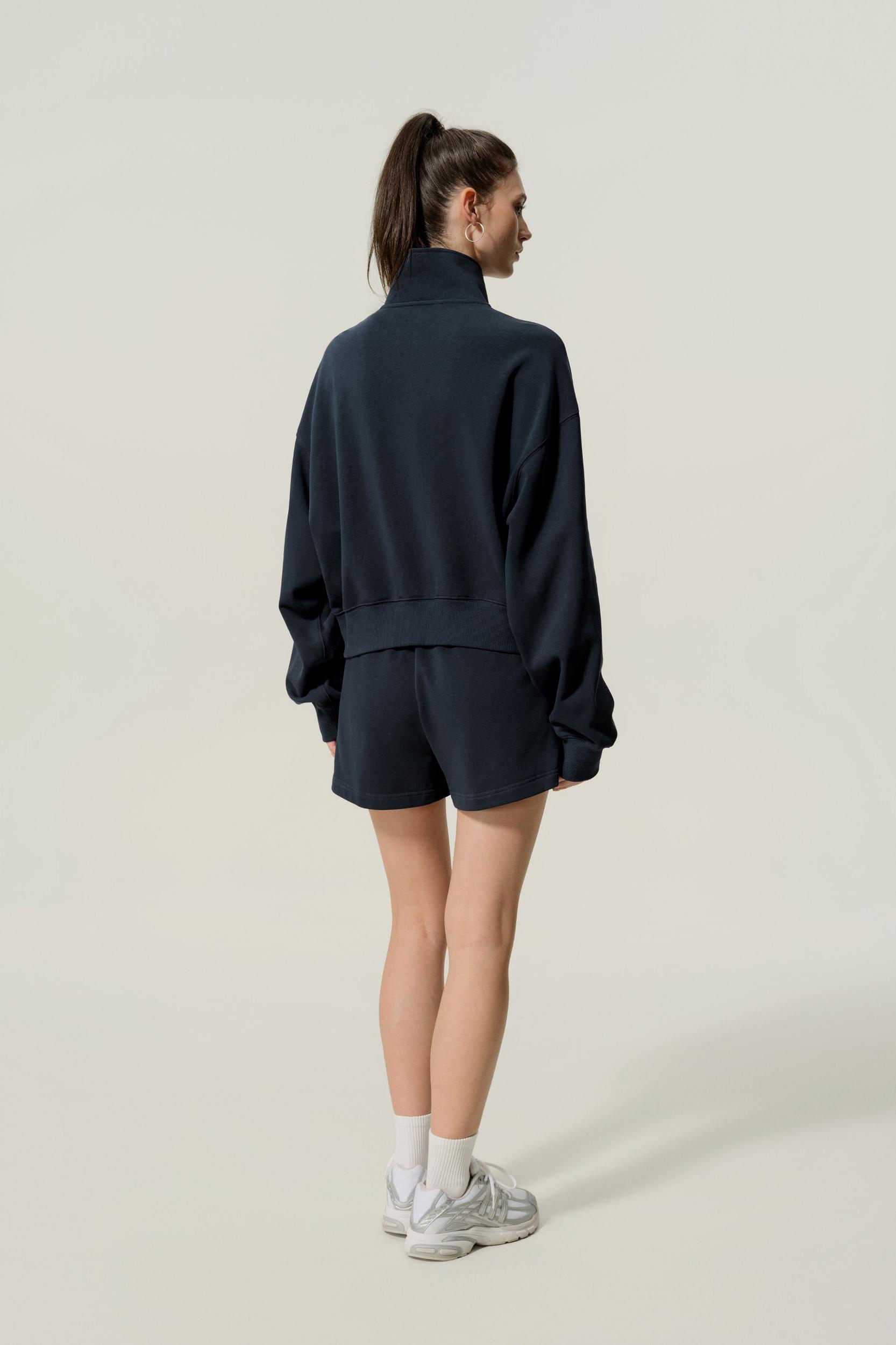 LILYSILK Women's SILKERRY Silk Blend Oversized Two-Way Zip Jacket Navy XL Product Image