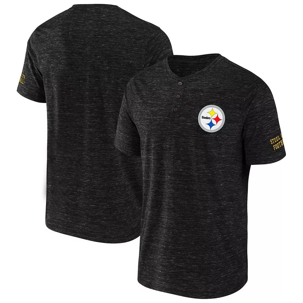 Men's NFL x Darius Rucker Collection by Fanatics Black Pittsburgh Steelers Slub Henley T-Shirt,  Product Image