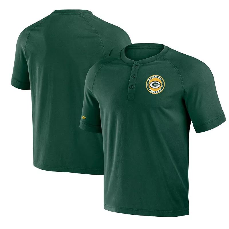 Men's NFL x Darius Rucker Collection by Fanatics Green Green Bay Packers Washed Raglan Henley T-Shirt,  Product Image