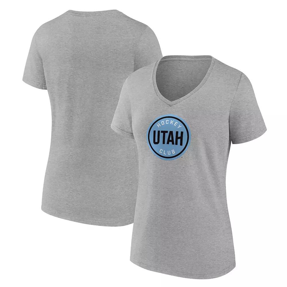 Women's Fanatics Heather Gray Utah Hockey Club Draft Logo V-Neck T-Shirt,  Product Image
