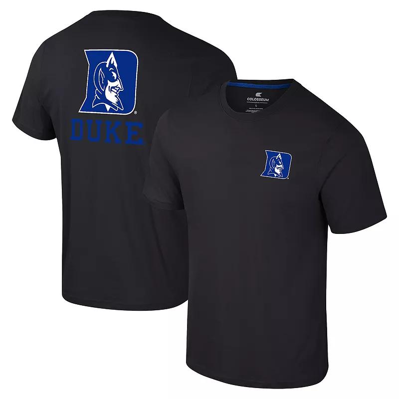 Men's Colosseum Black Duke Blue Devils Logo Lockup 2-Hit Active Blend T-Shirt,  Product Image