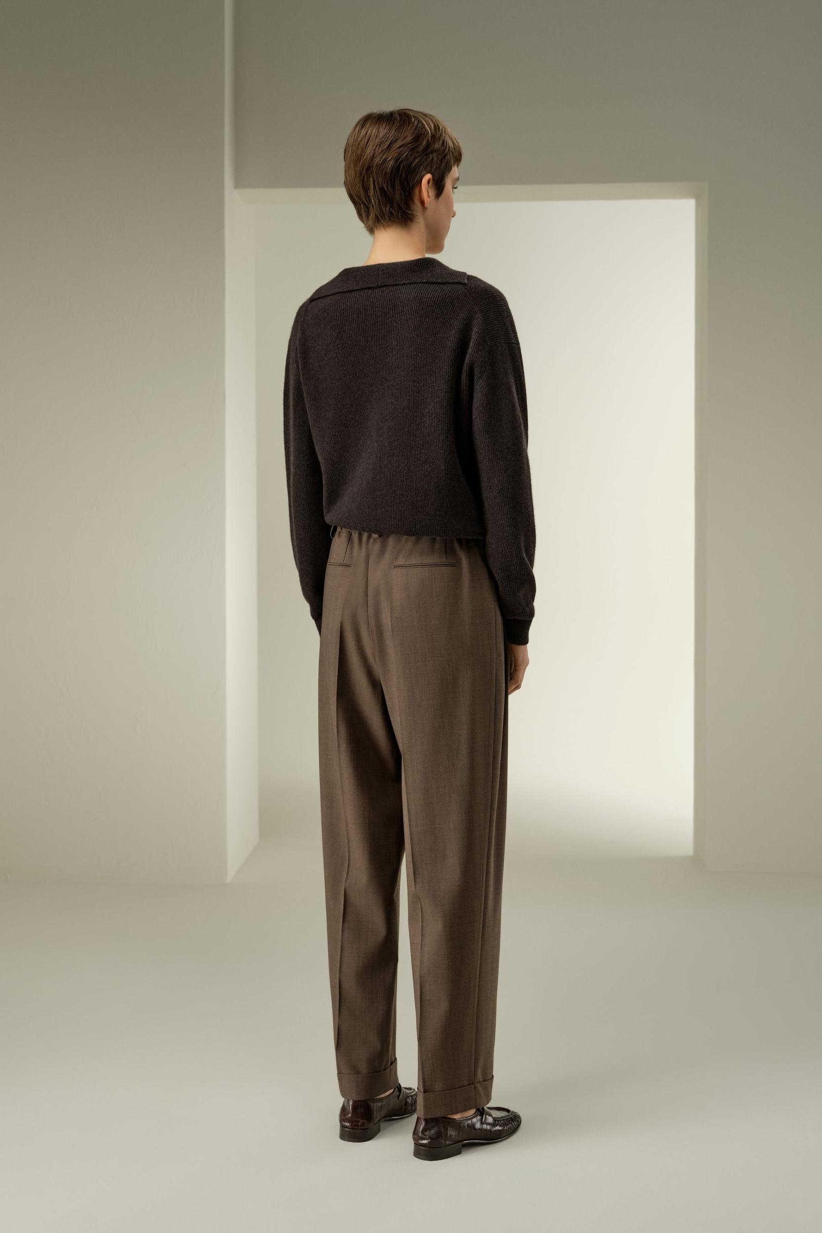 Ribbed Cashmere Polo Sweater Product Image