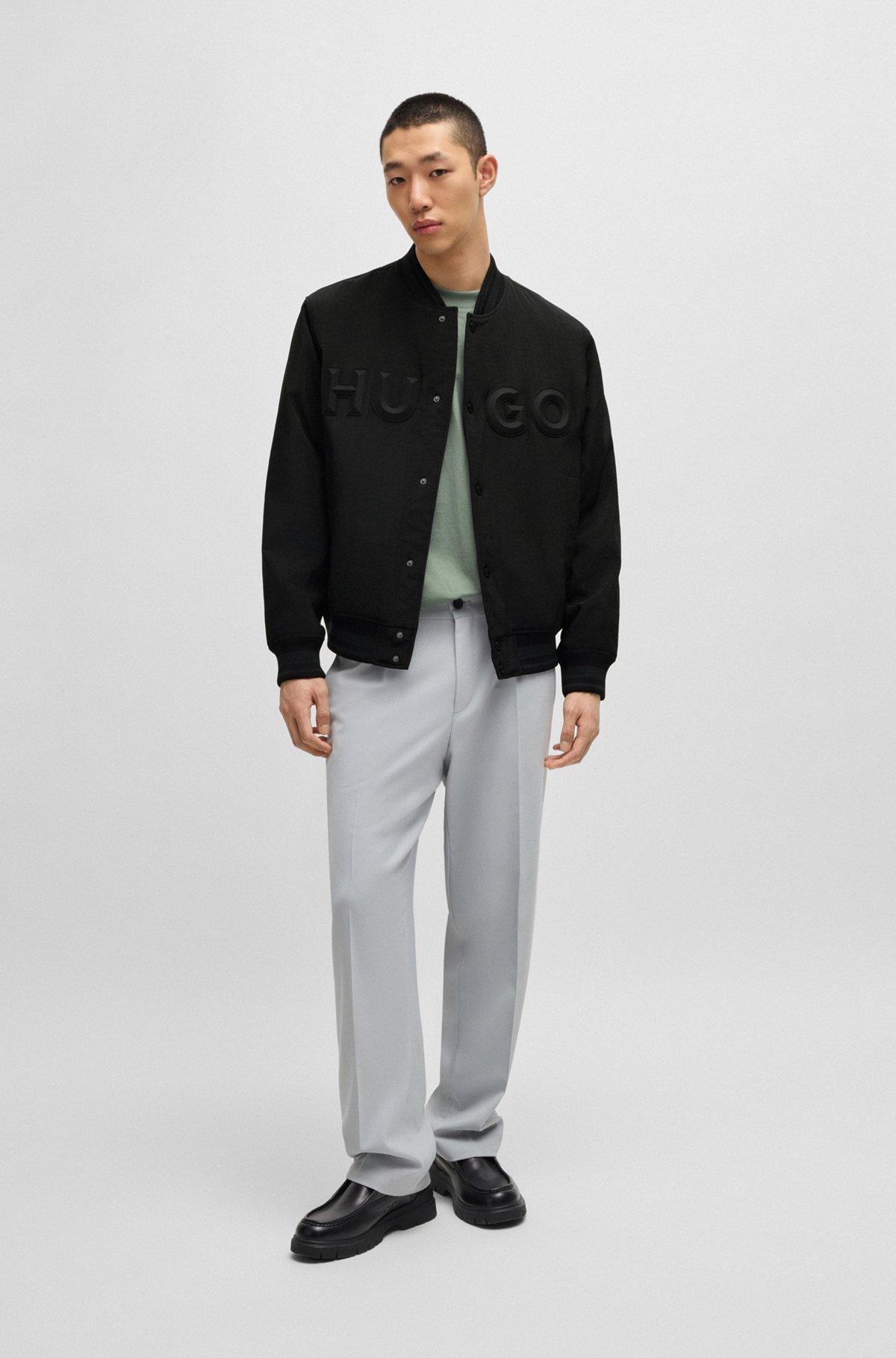 Water-repellent bomber jacket with rubberized logo Product Image