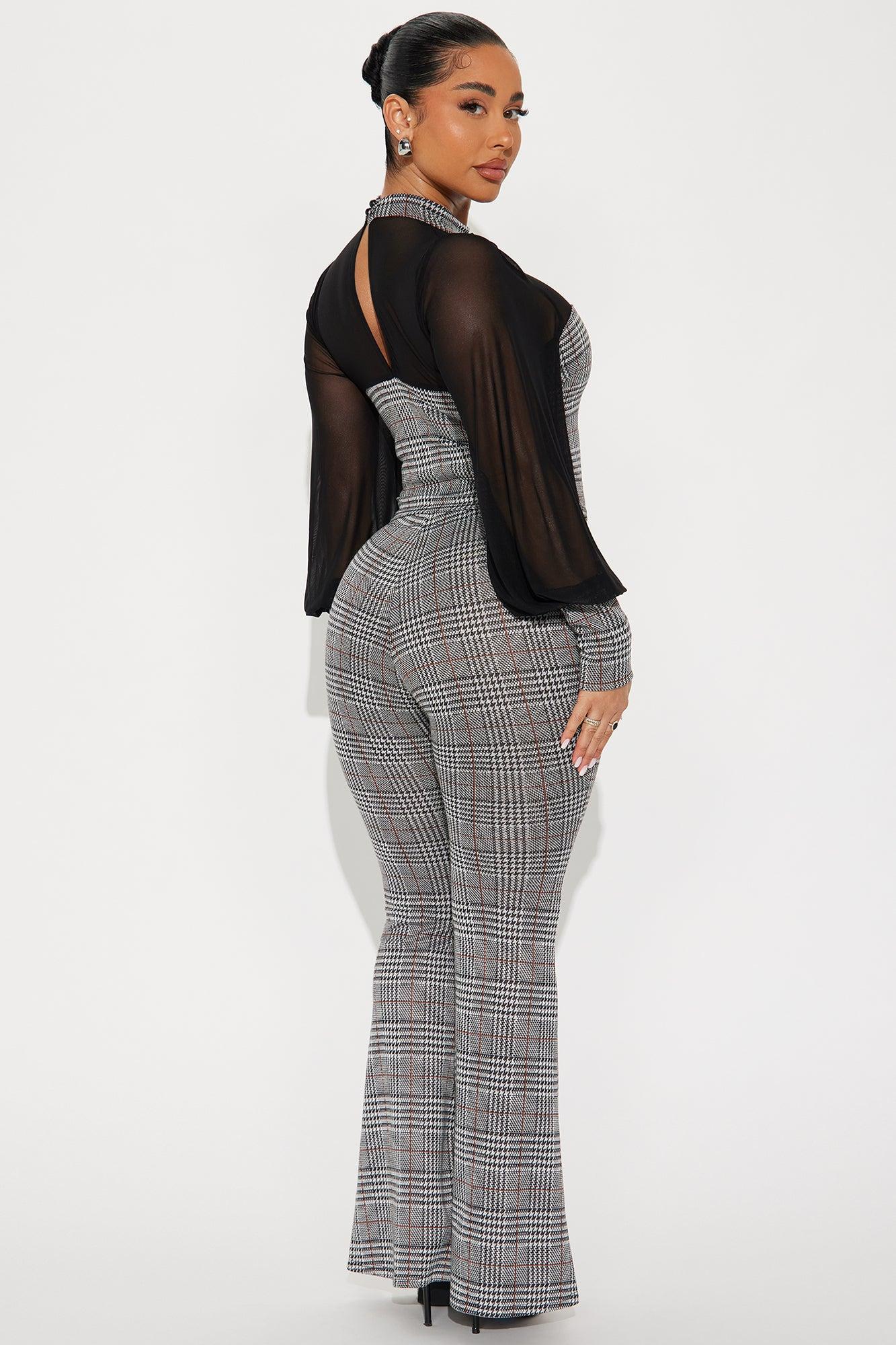 Mia Plaid Pant Set - Black/combo Product Image