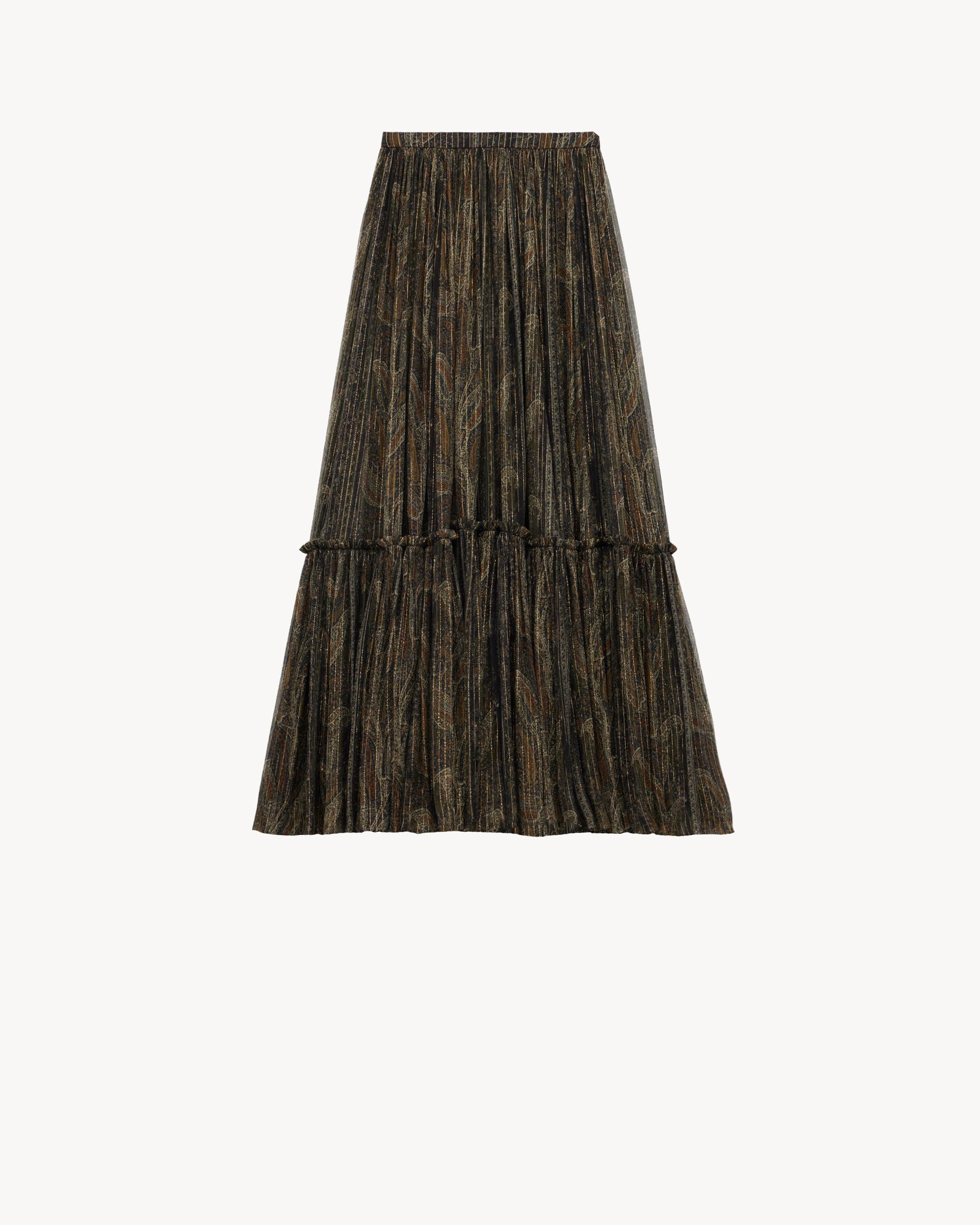 ruffled skirt in lurex paisley silk Product Image