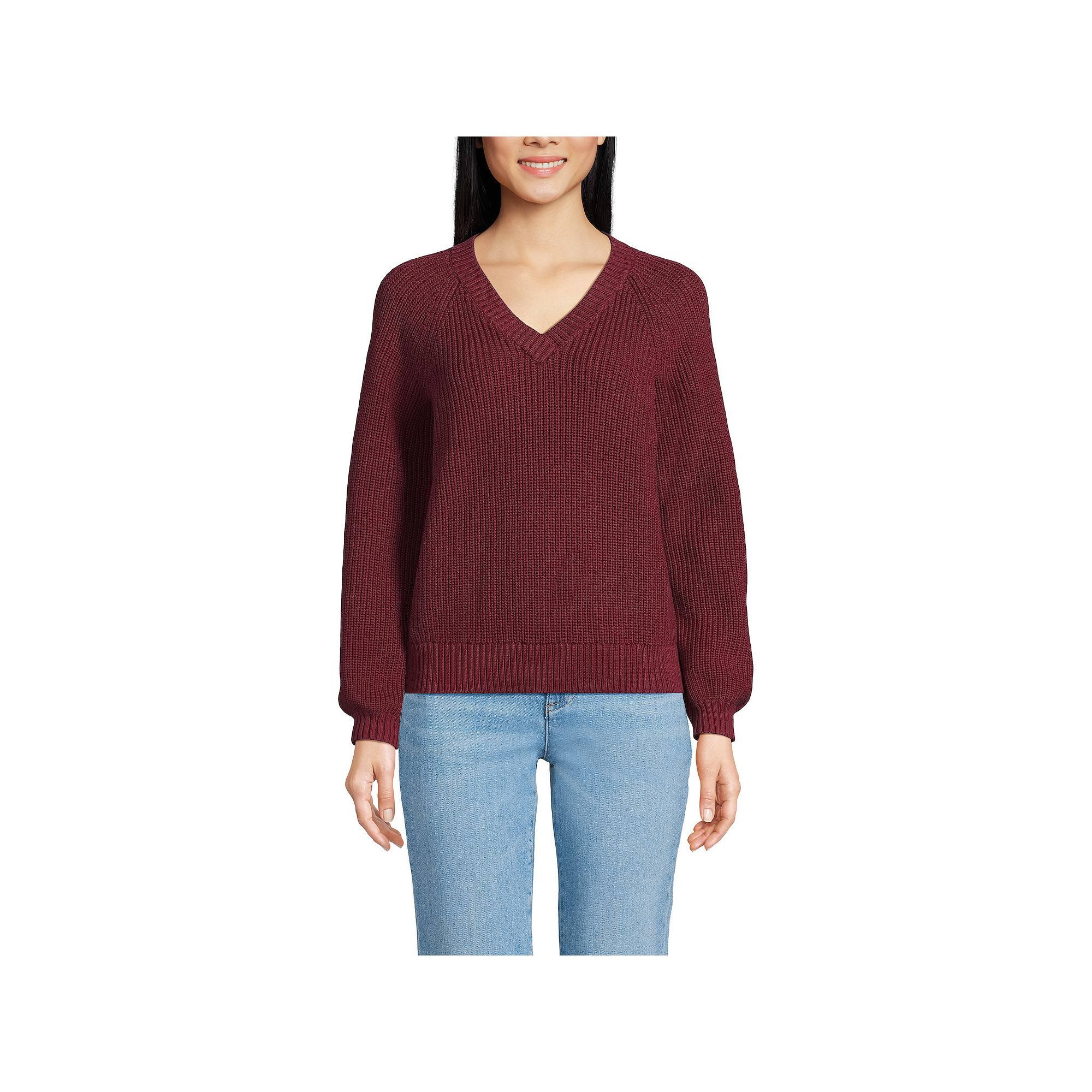 Women's Lands' End Drifter Balloon Sleeve Sweater, Size: Small, Rich Red Product Image