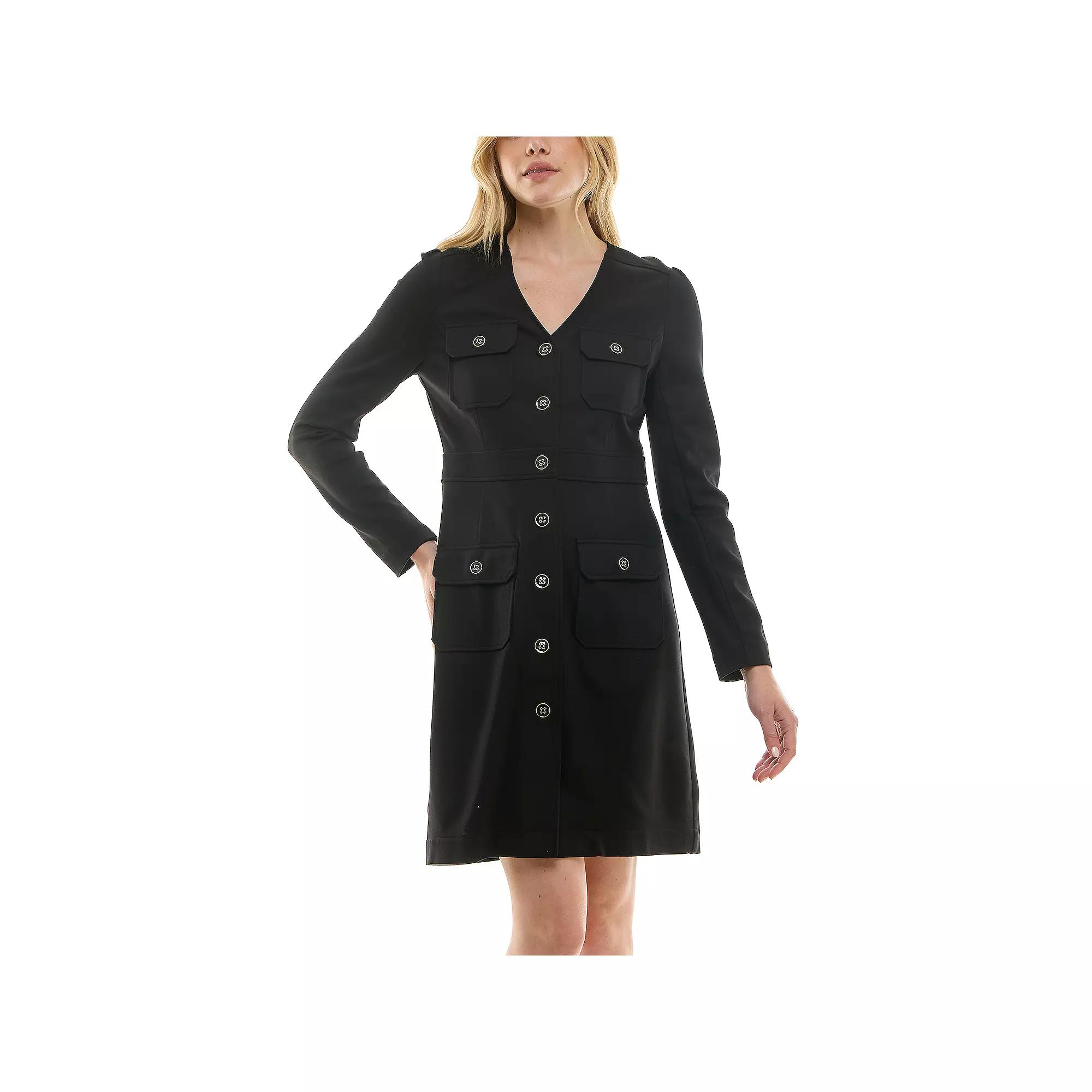 Women's Nanette Lepore Long Sleeve Utility Ponte Shirtdress,  Product Image