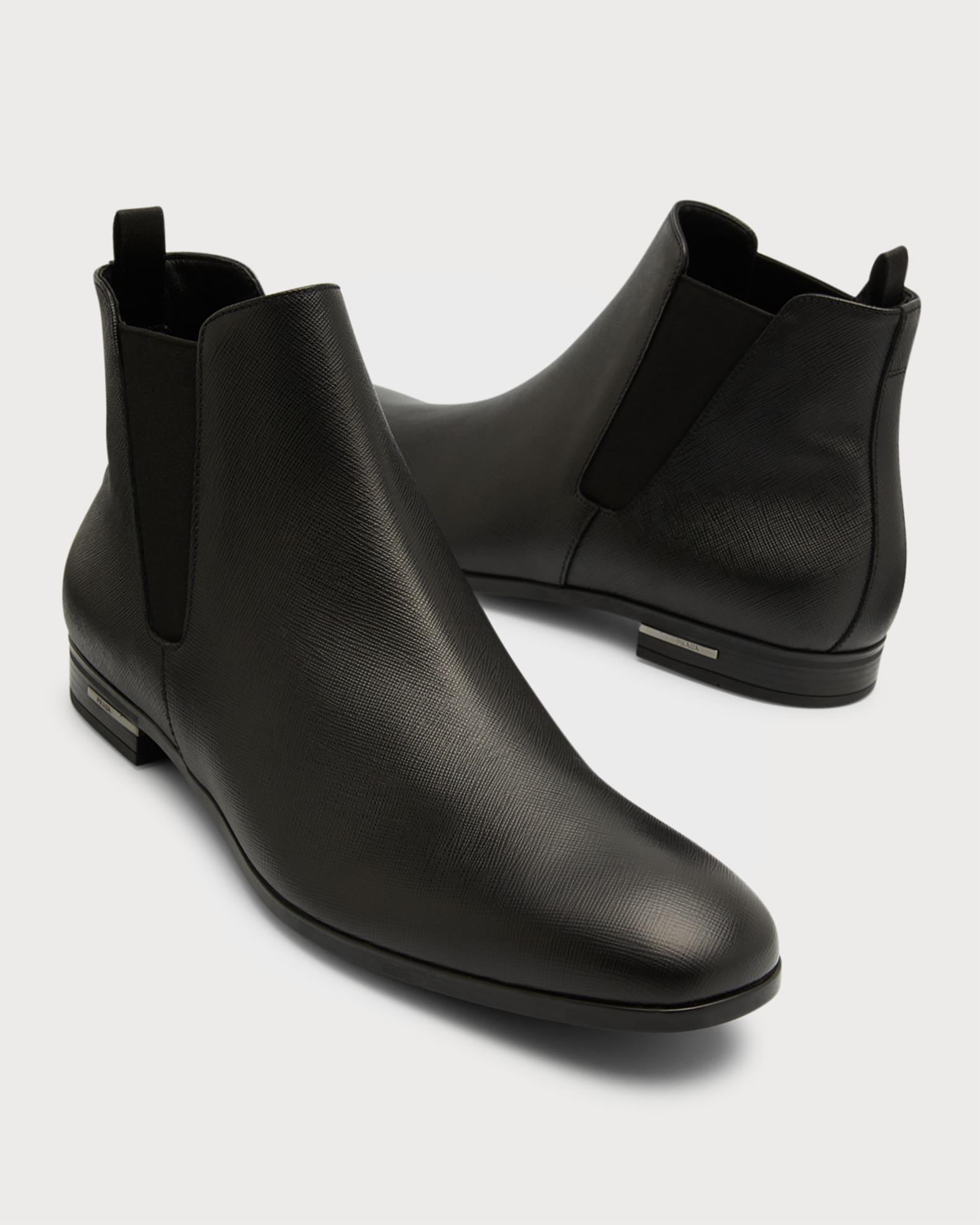 Saffiano Leather Chelsea Boots Product Image