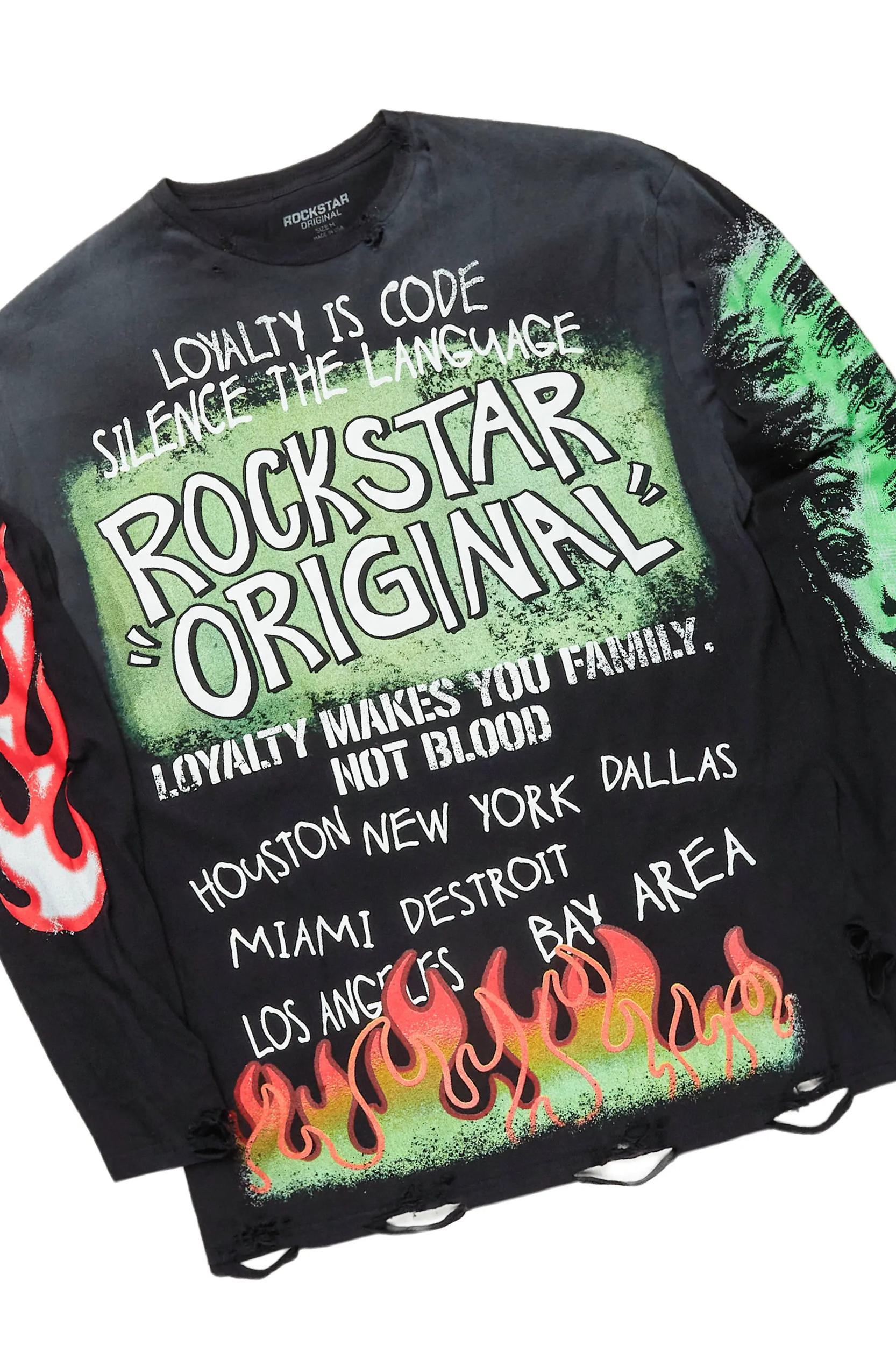 Beno Black Long Sleeve T-Shirt & Yanis Baggy Fit Jean Bundle Male Product Image