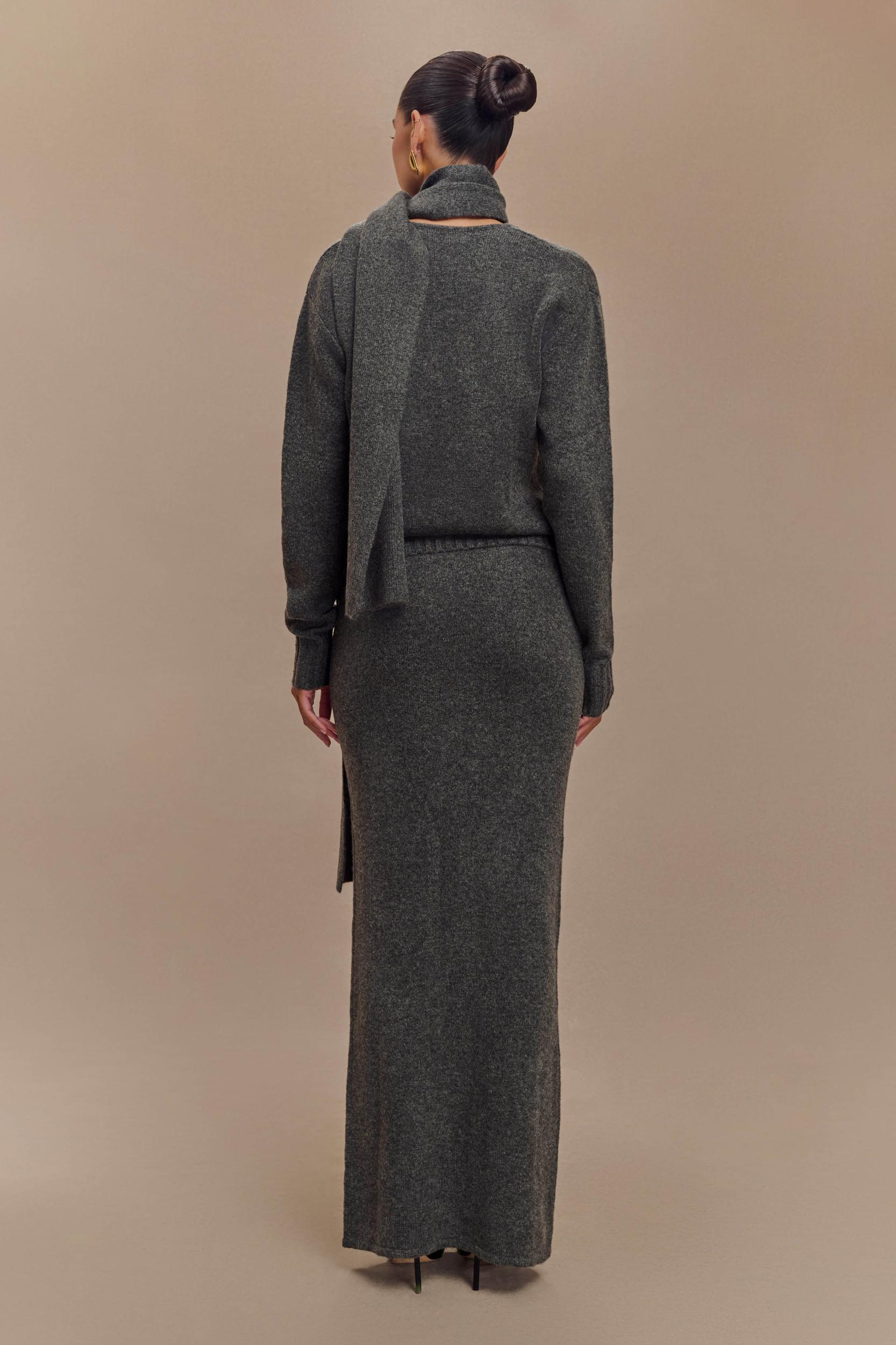 Elise Knit Maxi Skirt - Charcoal Marle Product Image