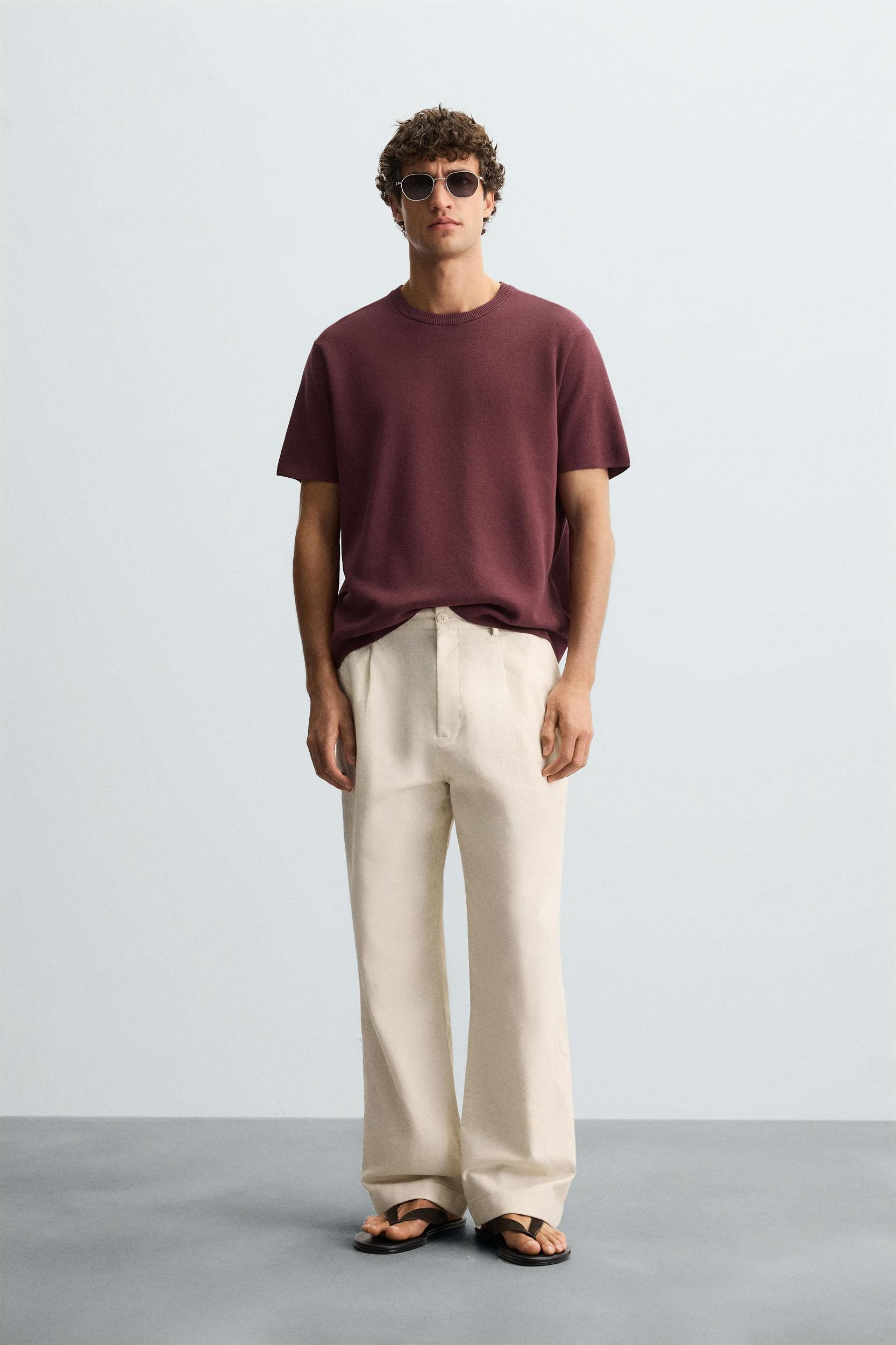 COTTON - LINEN PLEATED PANTS Product Image