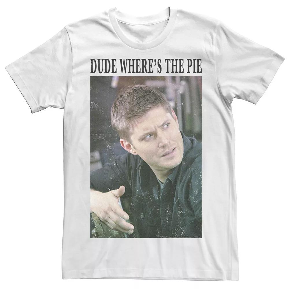 Men's Supernatural Dean Dude Where's The Pie Portrait Tee, Size: Large, White Product Image