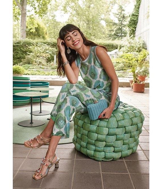 FRANCES VALENTINE Robbie Graphic Leaf Print Scoop Neck Sleeveless Coordinating Top Product Image