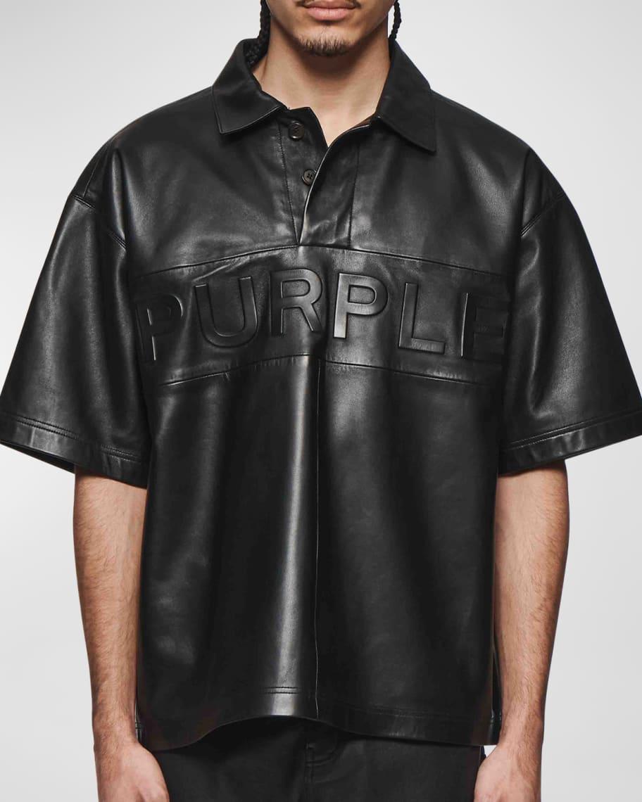 Men's Embossed Leather Polo Shirt Product Image