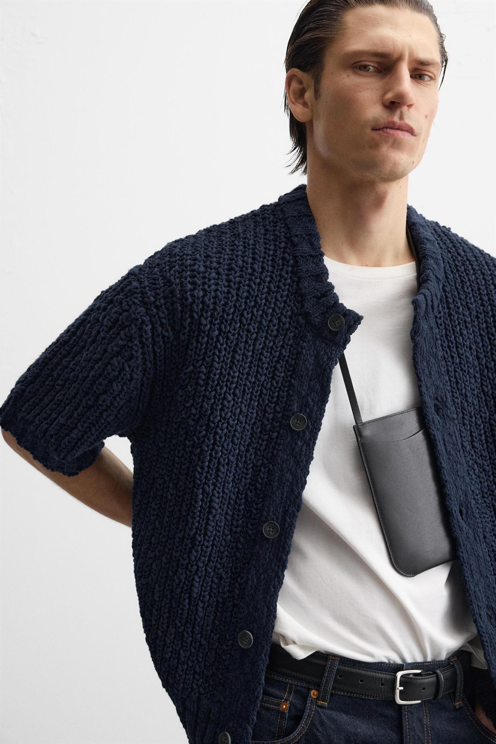 TEXTURED COTTON CARDIGAN Product Image