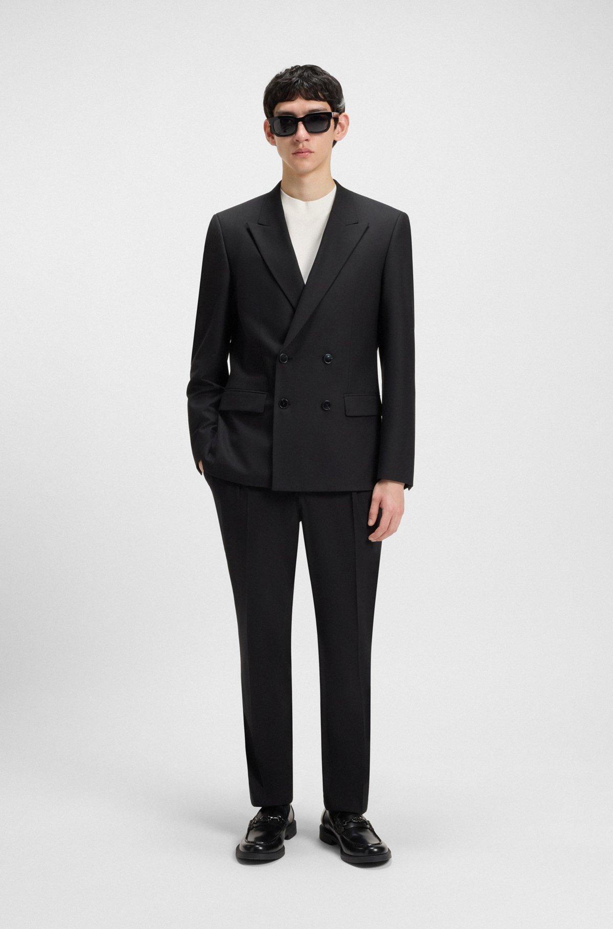 HUGO - Slim-fit T-shirt in stretch cotton with stand collar - White Product Image