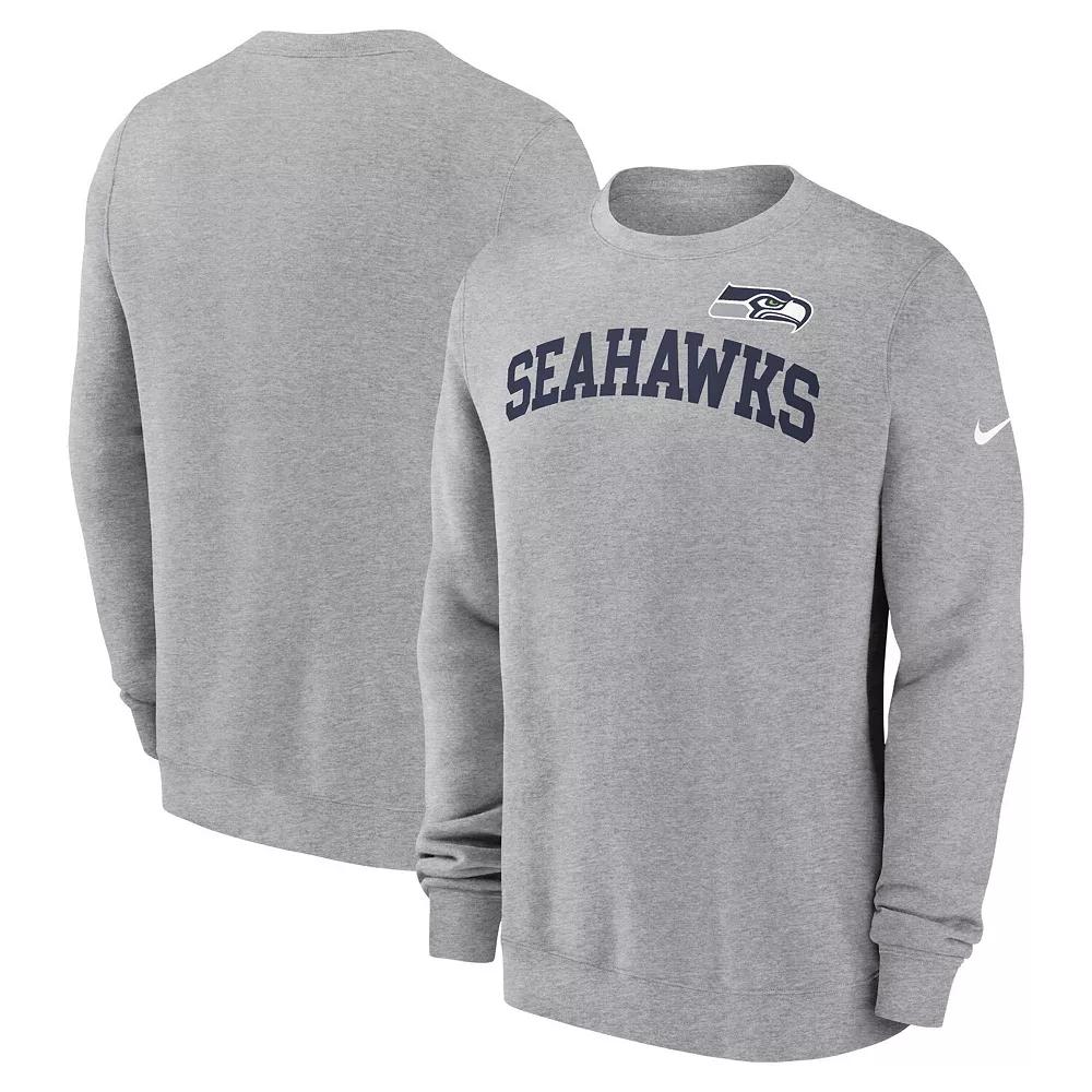 Men's Nike Heather Gray Seattle Seahawks Club Pullover Sweatshirt, Size: 3XL, Grey Product Image