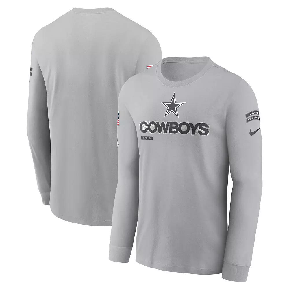 Men's Nike Gray Dallas Cowboys 2024 Salute To Service Long Sleeve T-Shirt,  Product Image