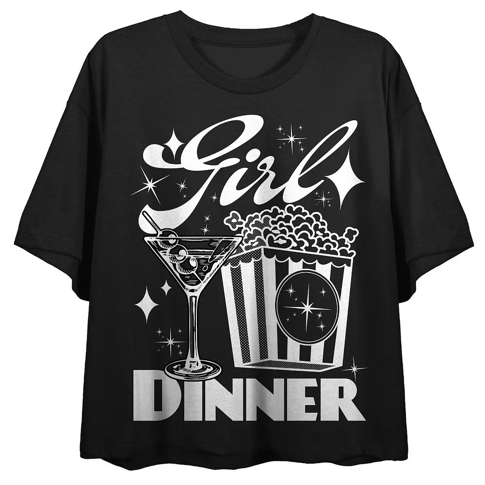 Juniors' Girl Dinner Martini & Popcorn Graphic Tee, Women's,  Product Image