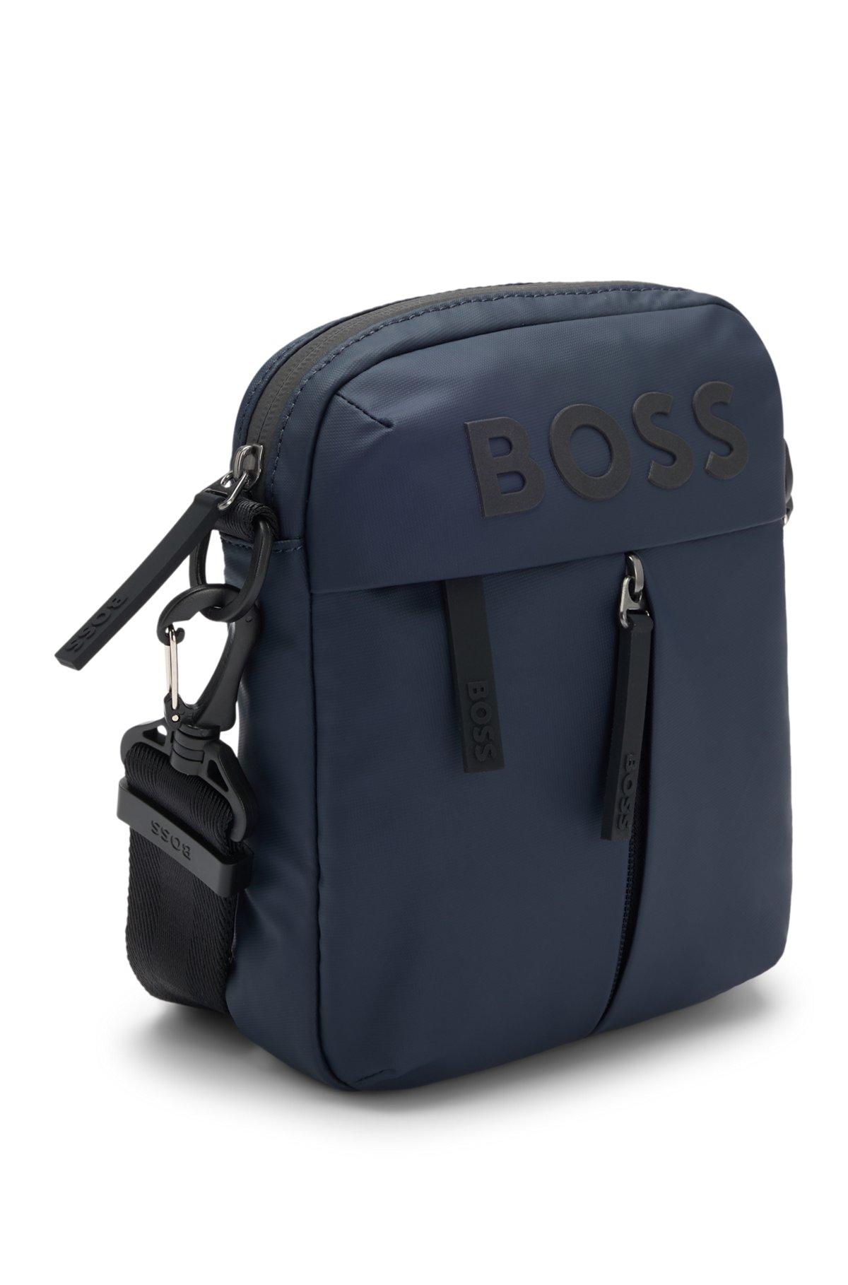 Faux-leather reporter bag with tonal logo Product Image