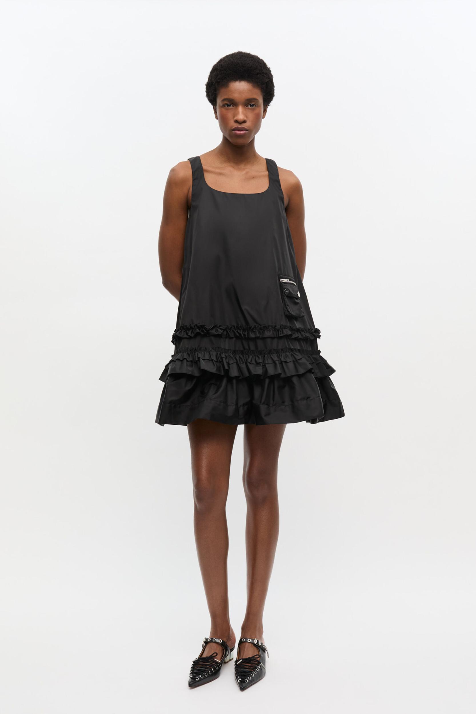 Black Duchesse Nylon Mini Dress Product Image