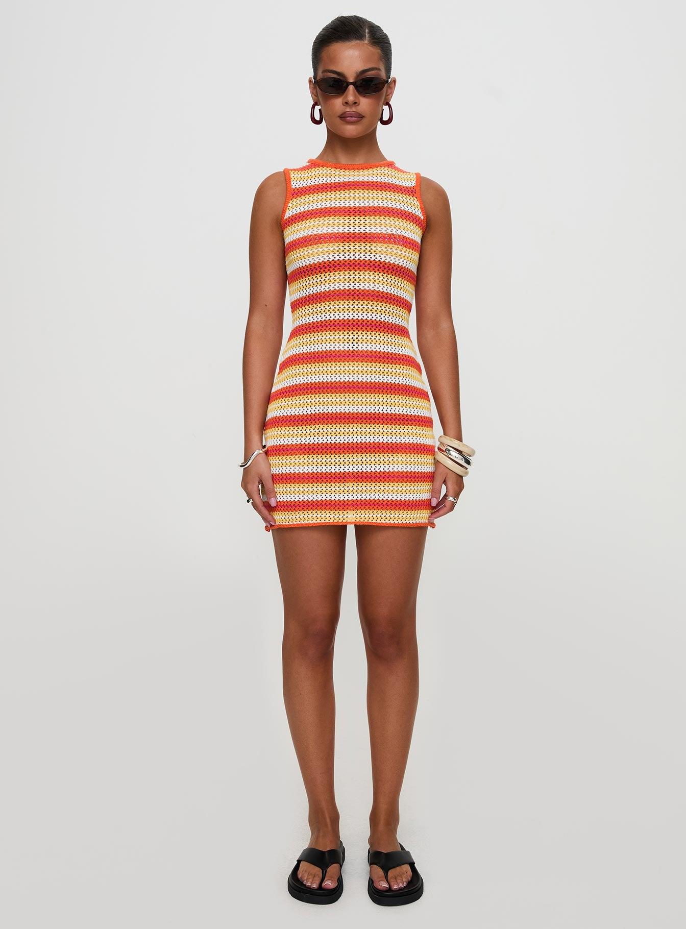 Oxygen Mini Dress Orange Stripe Product Image