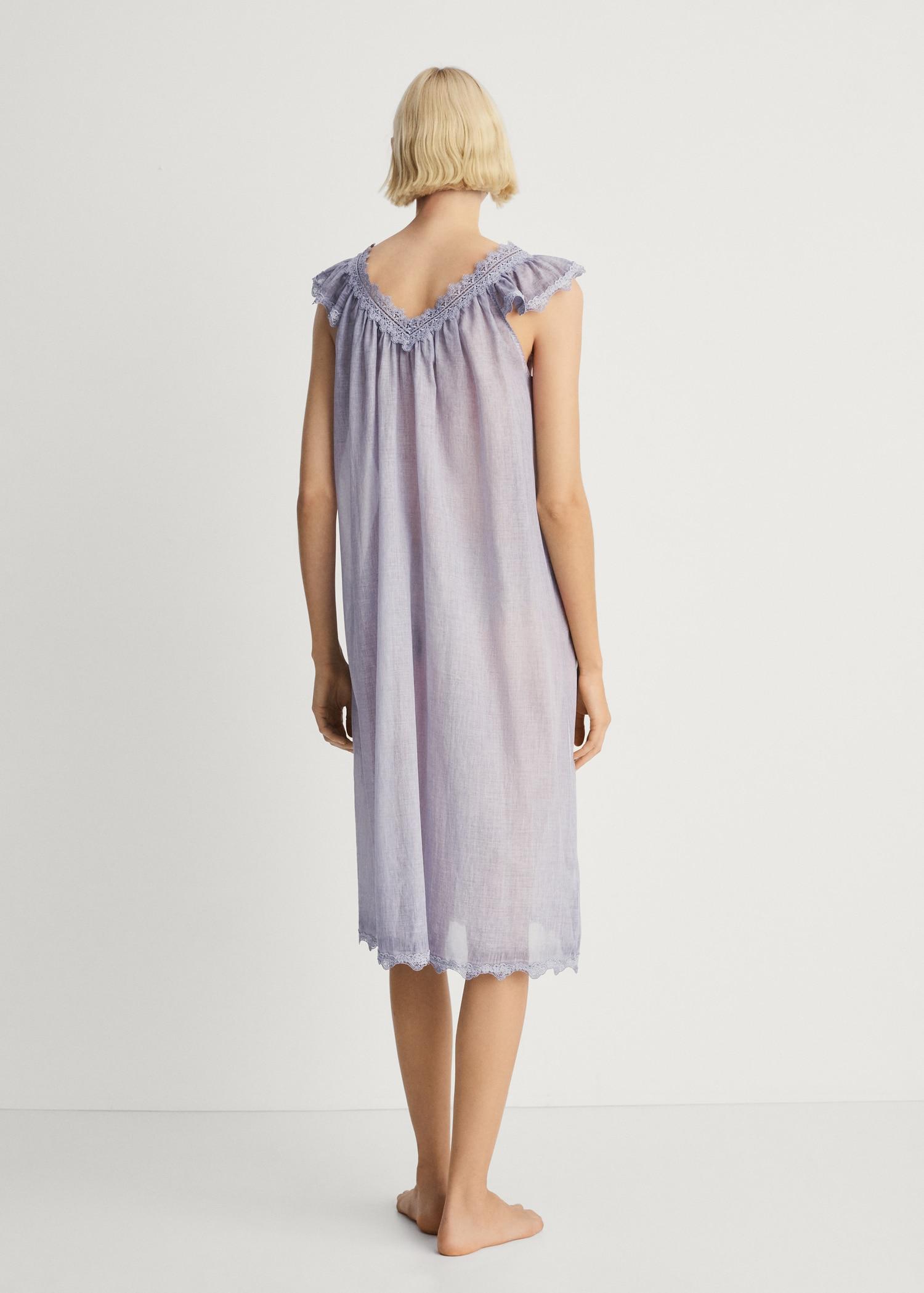 Overdyed lace cotton nightdress - Women | MANGO USA Product Image