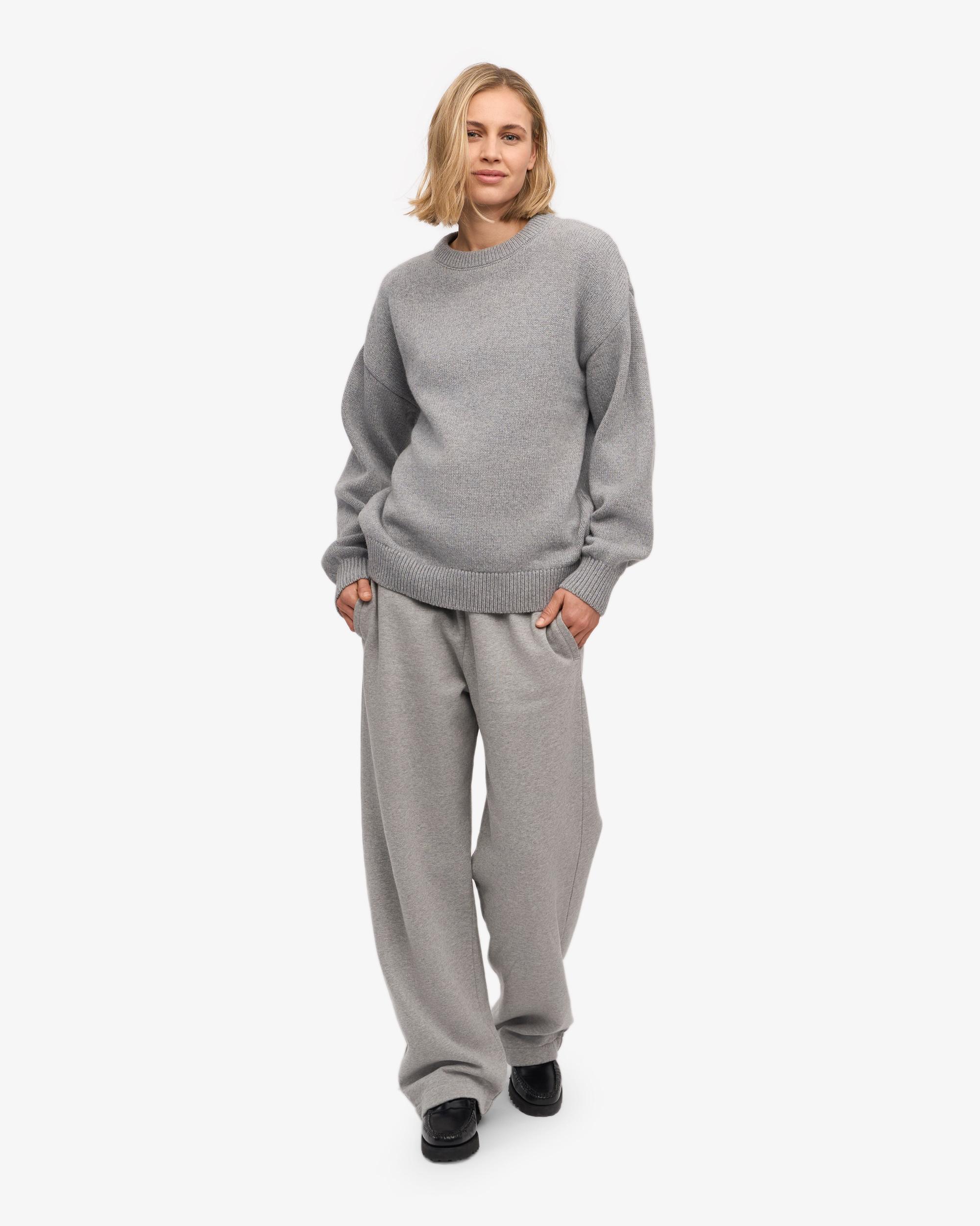 Oversized Merino Wool Crew - Heather Grey Product Image