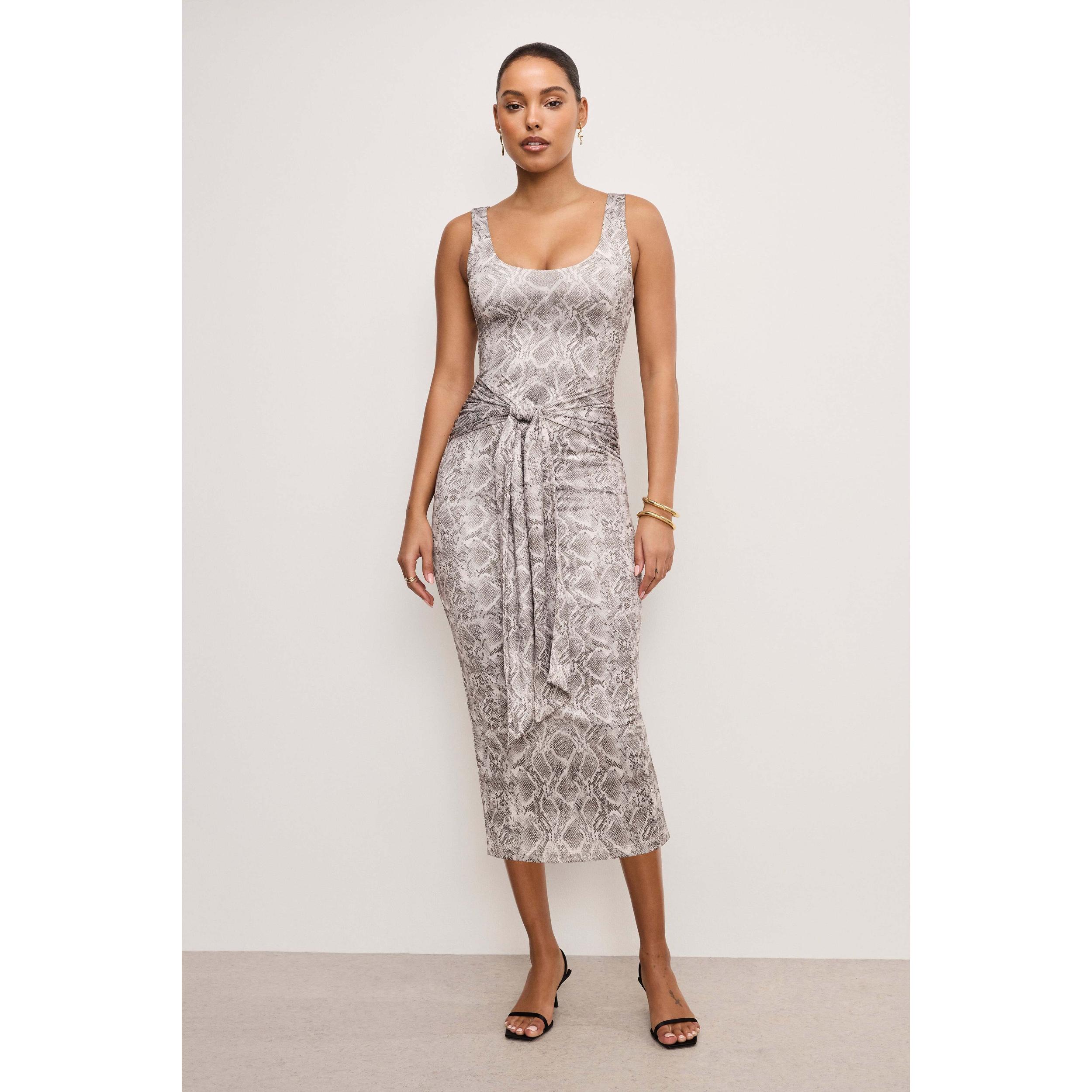 Womens Slinky Jersey Ruched Midi-Dress Product Image