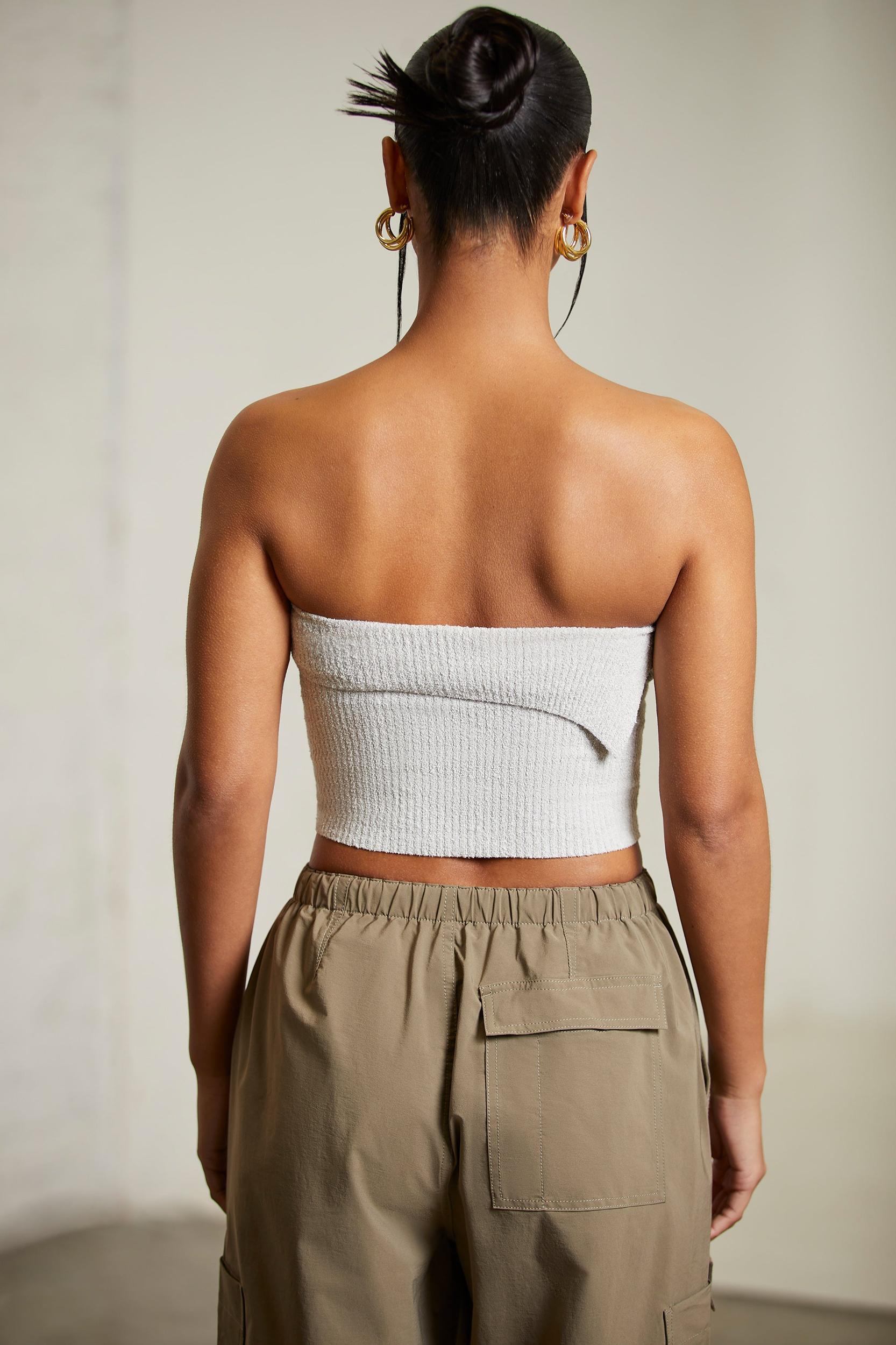 Overlap Bandeau Crop Top in Alloy Female Product Image
